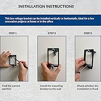 Vista 4 de Caja de soporte de montaje de bajo voltaje de 1 cuadrilla, placa de pared multiusos para paneles de yeso (paquete de 10, negro)