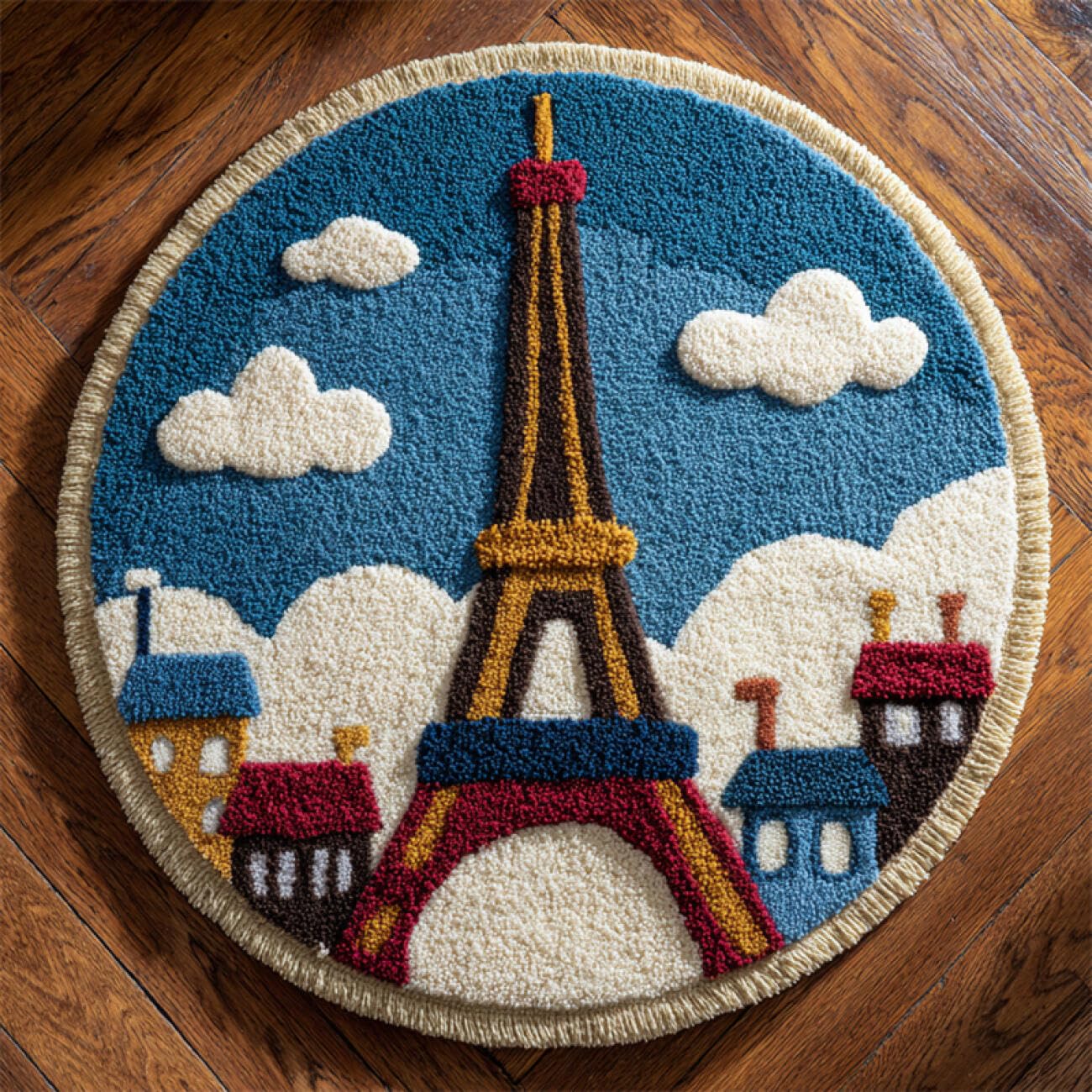 Kitquiver Landscape Latch Hook Kits Cartoon Tower DIY Crochet Kits Needlework Crafts for Home Decor，Latch Hook Kits for Beginners Adults 60x60cm
