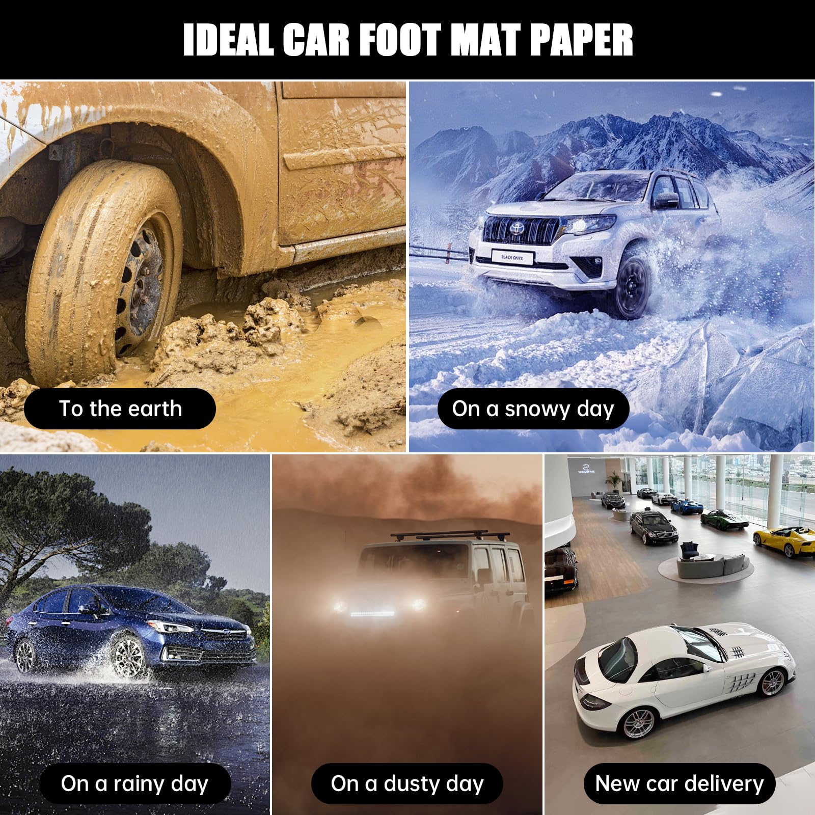 50Pcs White Paper Floor Mats for Cars 16x20 Disposable Auto Floor Pads Made of Kraft Paper Waterproof Thank — view 7