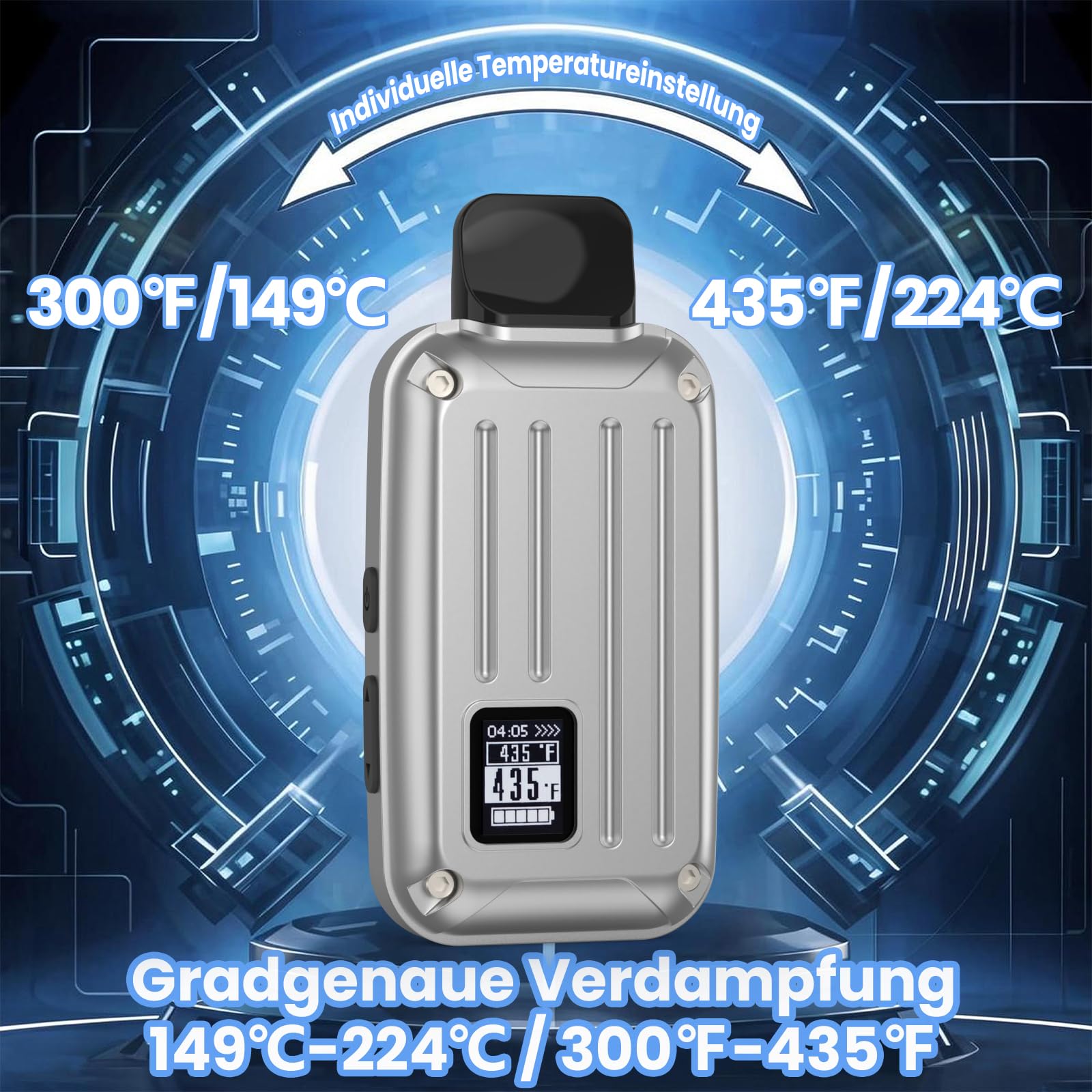 Vaporizer Kräuter | MEDGRAM Präzise Temperatureinstellung 93-220℃ | LCD Display | Magnetisches Slide-In-Mundstück | Einfache Reinigung