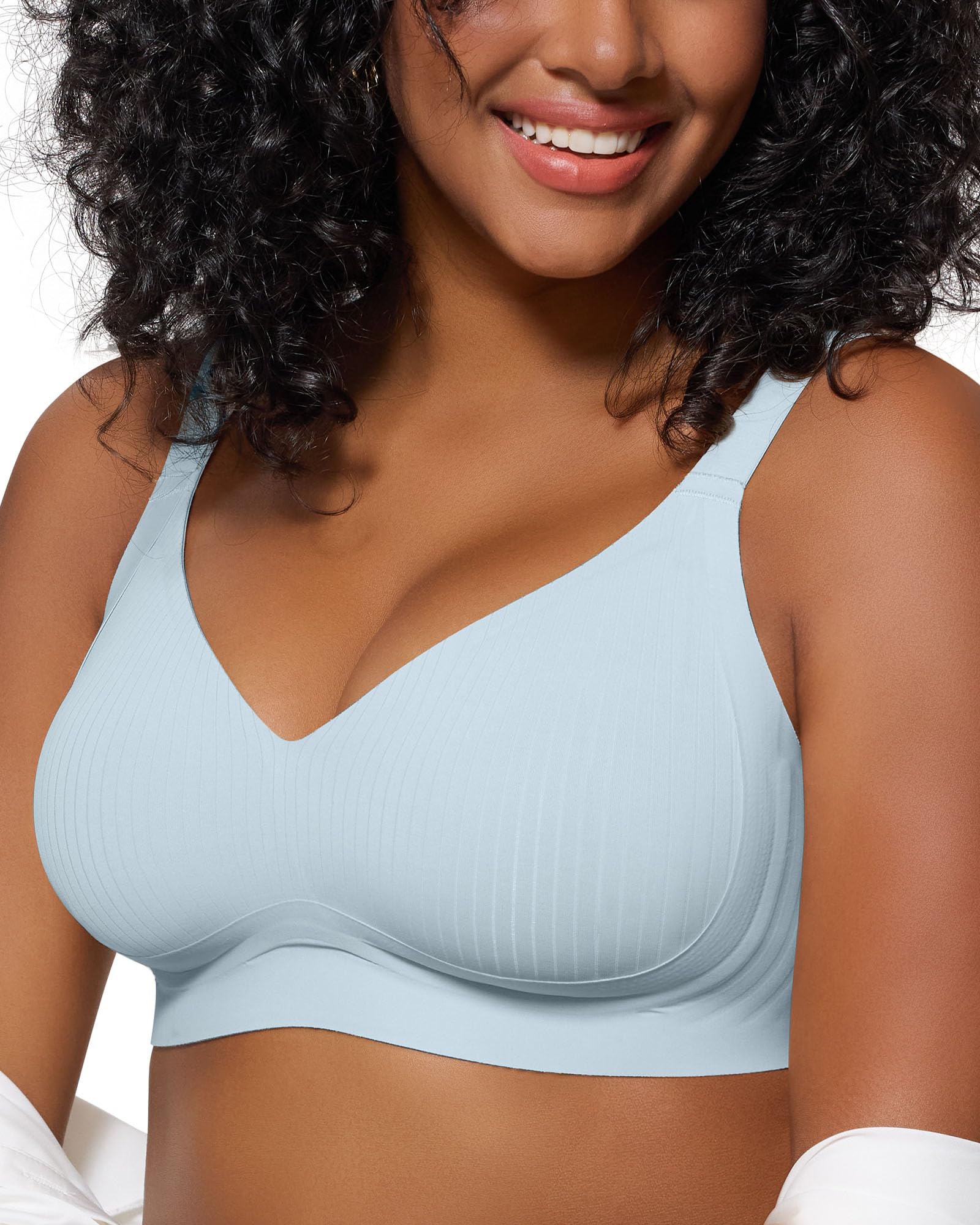 LUXMAY Wireless Bra for Women Support and Lift No Underwire Full Coverage Soft Comfort Regular Plus Size Bras