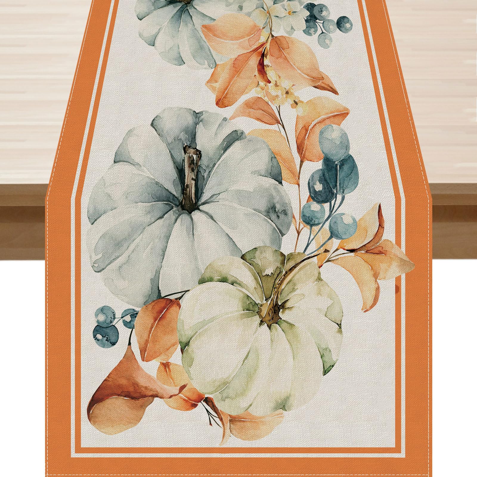 BOTB LIHMPumpkin Vintage Fall Table Runner Autumn Thanksgiving Table Decoration 13x60 Inches Long Burlap for Home Kitchen Dining Dinner Indoor Outdoor Party Farmhouse Decor