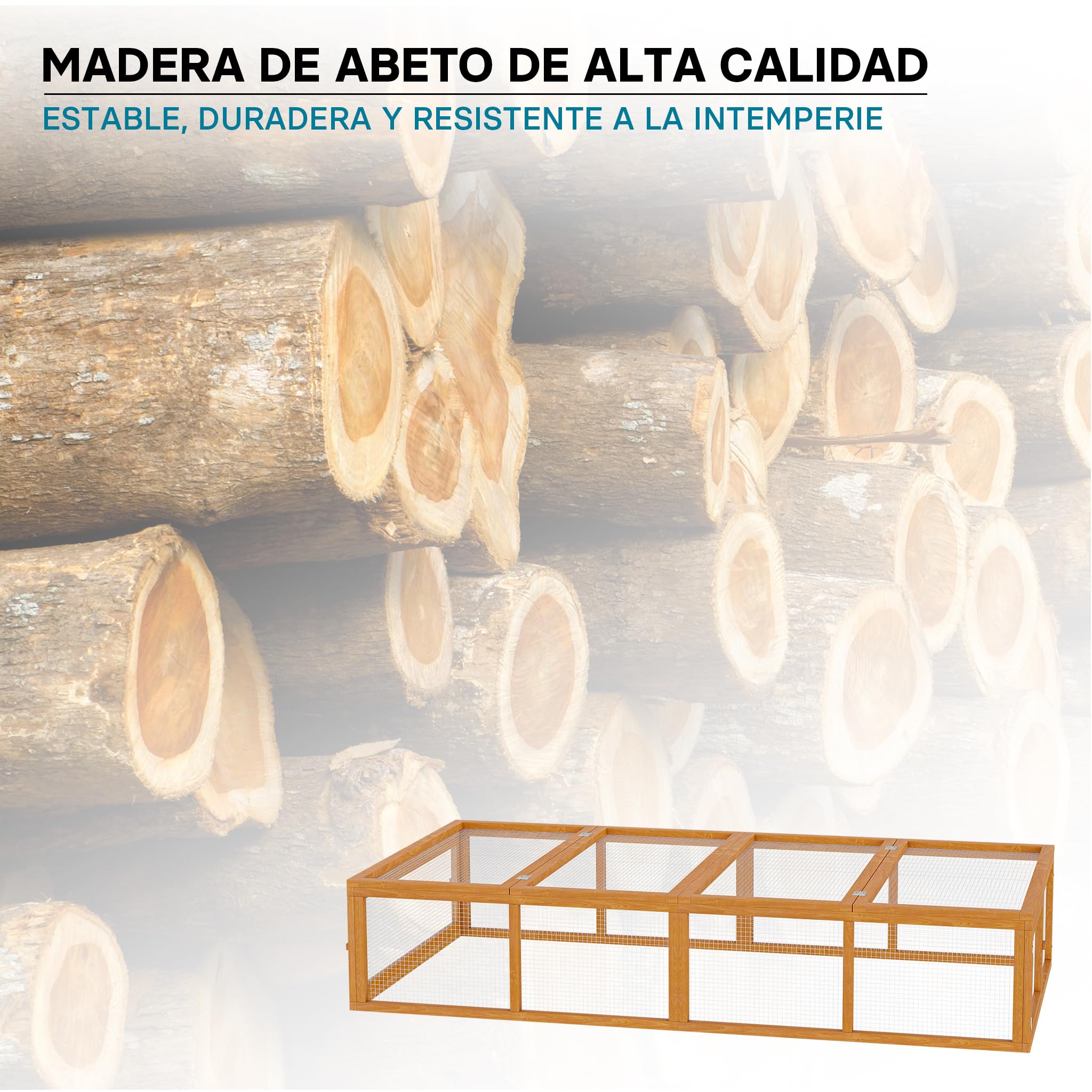 Wiltec Conejera Grande de Madera 1800 x 900 x 480 mm Jaula para Animales pequeños como Conejos y cobaya, recinto con Malla Resistente, Ideal para Jardines y terrazas, fácil Acceso