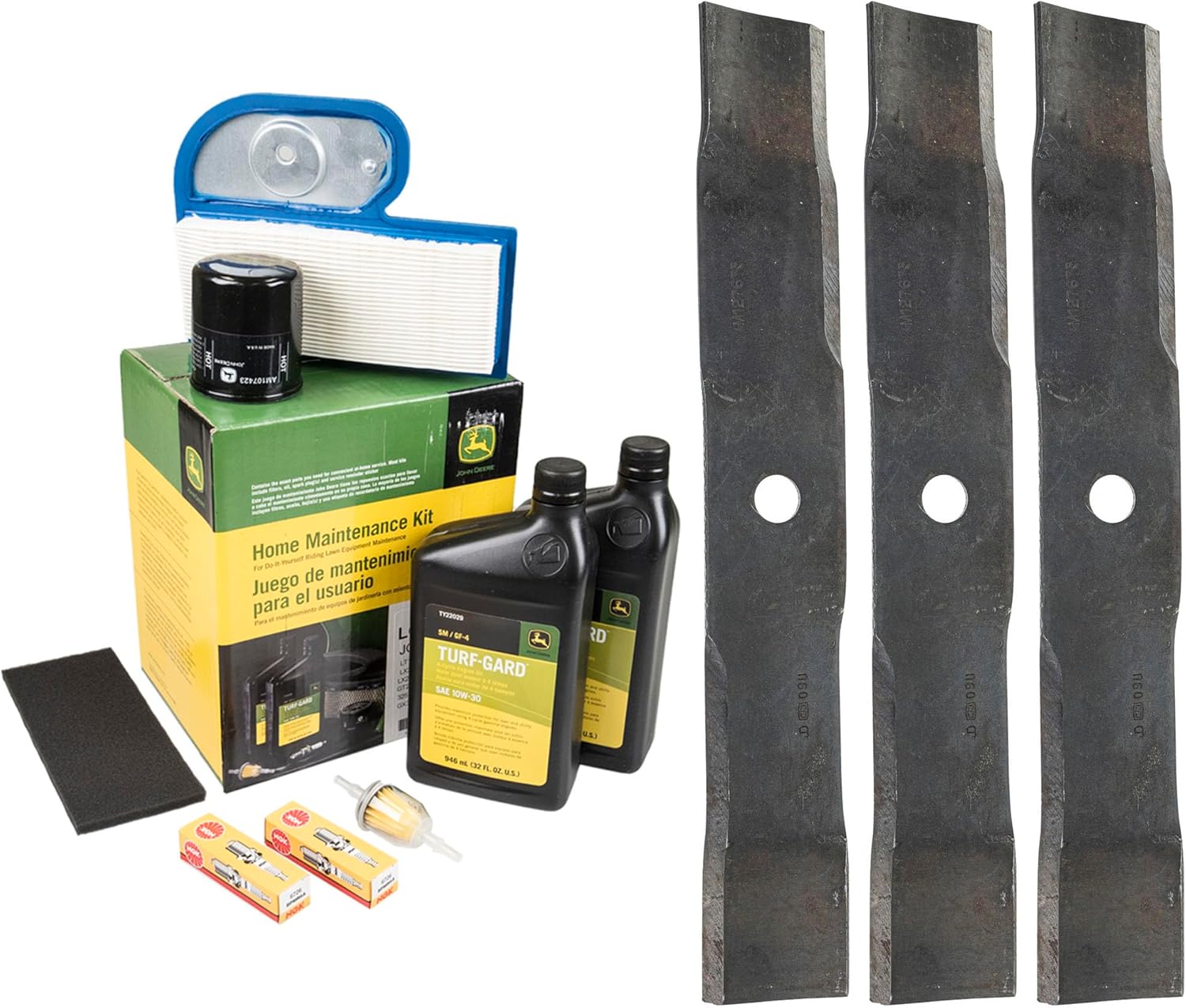 John Deere Original Equipment Model LT180 Maintenance Kit + Mulching Blades, 48" Mower Deck