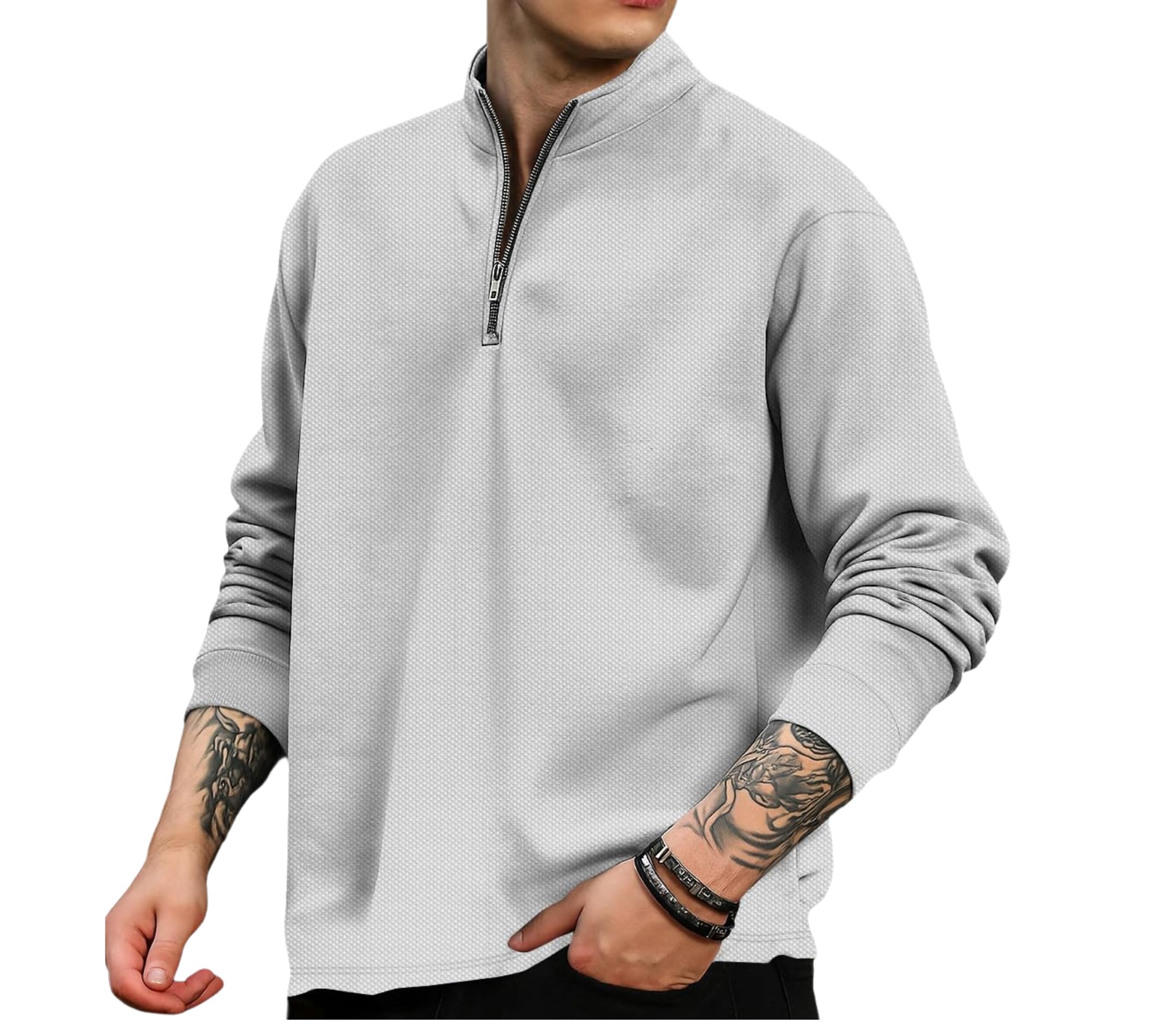 avix Men’s Quarter Zip Pullover Sweatshirt Long Sleeves Textured Cotton Blend Fabric, Solid Pattern Comfortable & Stylish Casual Wear for Fall & Winter-picture-33