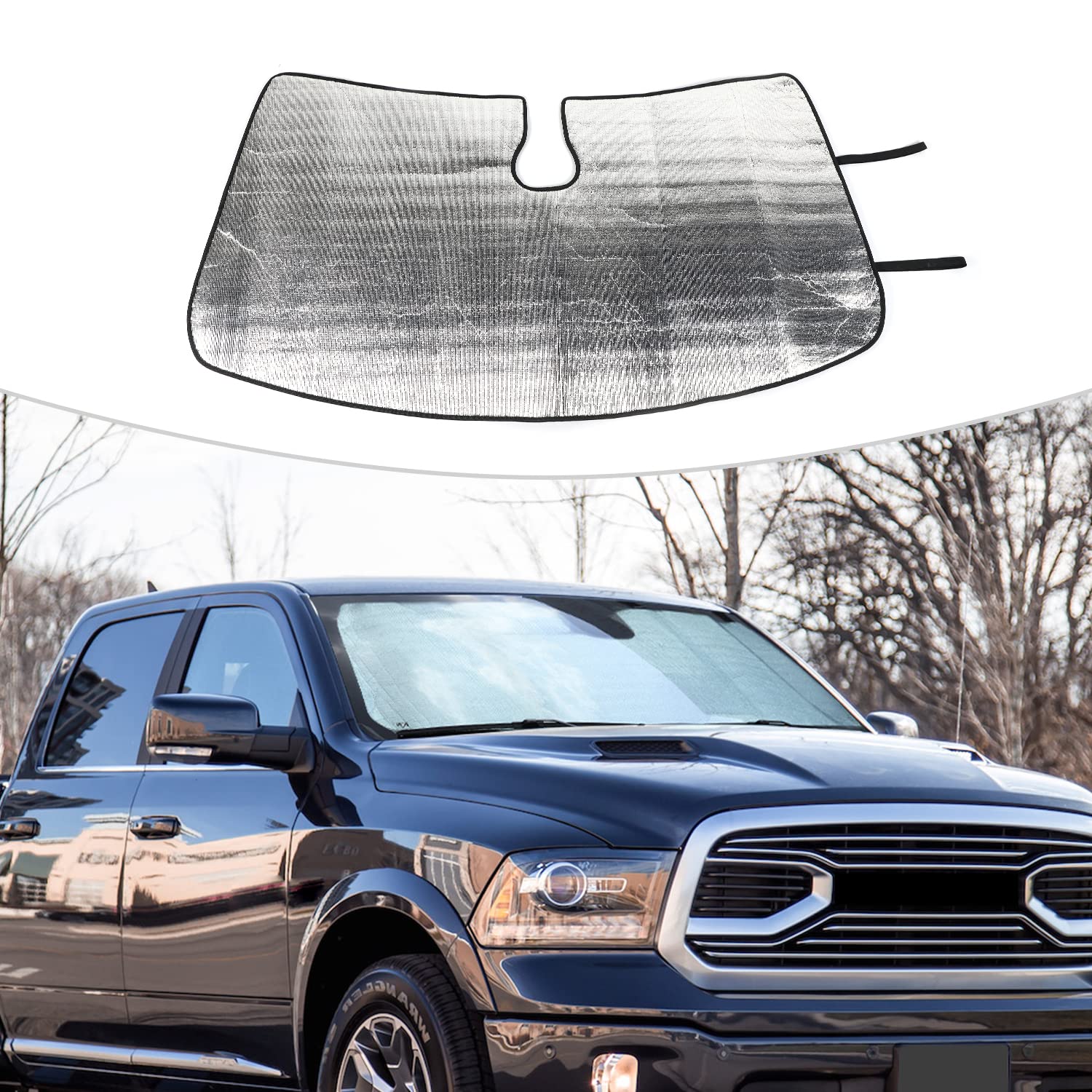 HTHEfor Dodge RAM 1500 Windshield Sunshade Truck Window Sun Shade Foldable Sun Visor Compatible with Dodge Ram 1500 2018 +