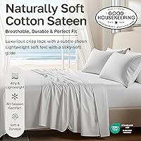 Vista 2 de California Design Den Juego de 2 fundas de almohada estándar tamaño Queen - 100% algodón, juego de 2 fundas de satén suave, se adapta a almohadas