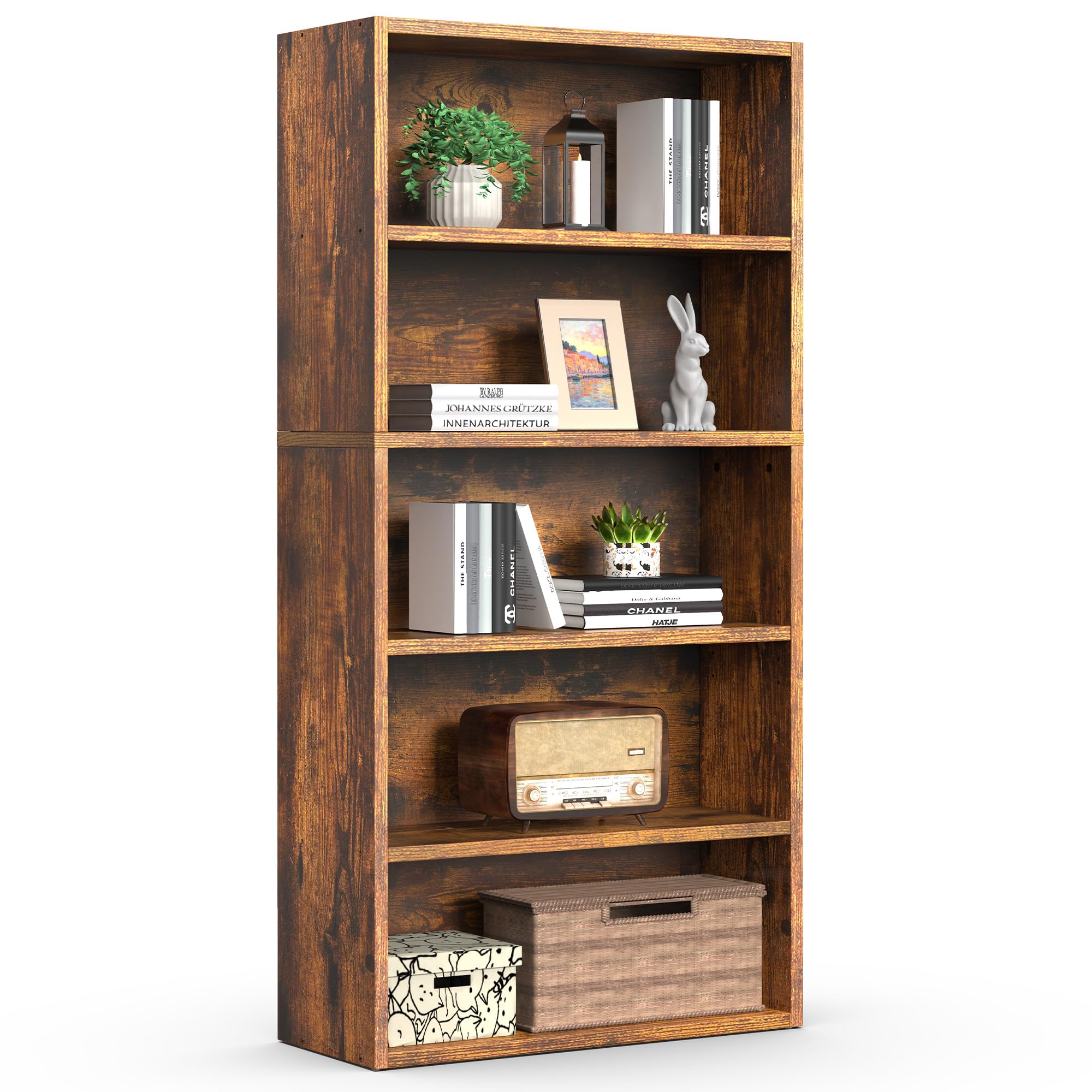5-Shelf Open Display Bookcase 53" Tall