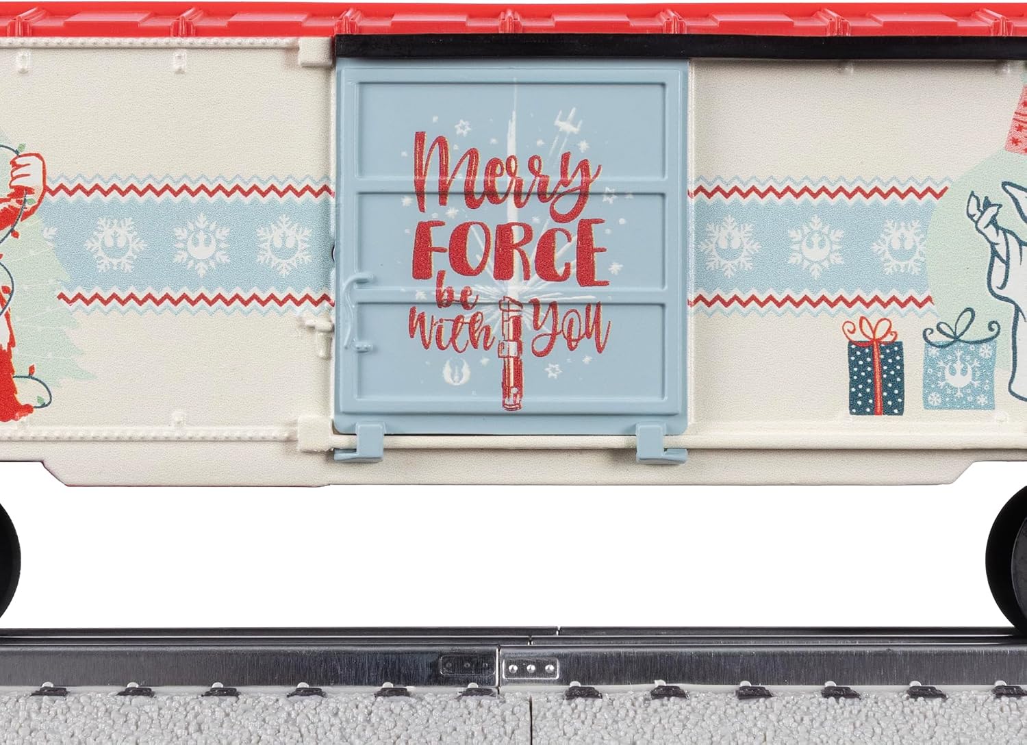 Lionel Star Wars Christmas O Gauge Boxcar, Holiday Model Train Car with Chewbacca, Yoda, Darth Vader, Stormtroopers, with Opening Doors, Diecast Trucks, Operating Couplers, Ages 14+