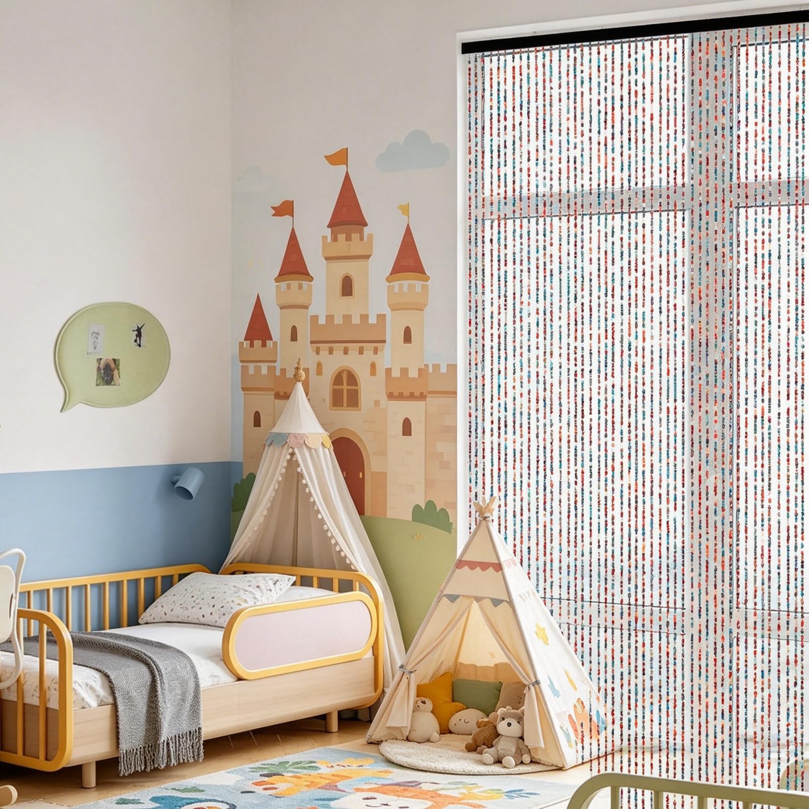 Rideau de porte en perles de bambou 90 x 200 cm, 52 brins pour portes | Rideau de porte rétro fait à la main pour fenêtres, portes, chambres comme rideau de décoration et moustiquaire