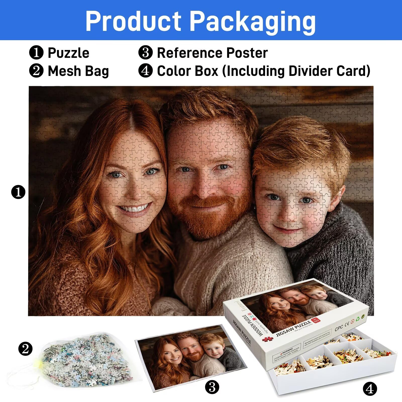 Puzzle Personalizado 1000/1500/2000/3000/4000/5000 Piezas, Puzzle Personalizado con Foto, Rompecabezas Personalizados de Madera con Tu Foto Favorita para Adultos, Regalos para Amigos, Familia, X-824