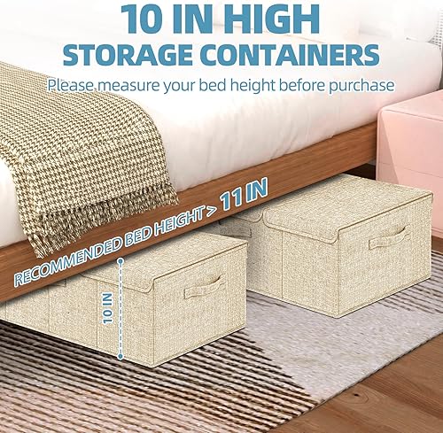 Miniatura 4 de Contenedor de almacenamiento profundo debajo de la cama, contenedor de 10 pulgadas de altura debajo de la cama con tapas, canasta grande de 31