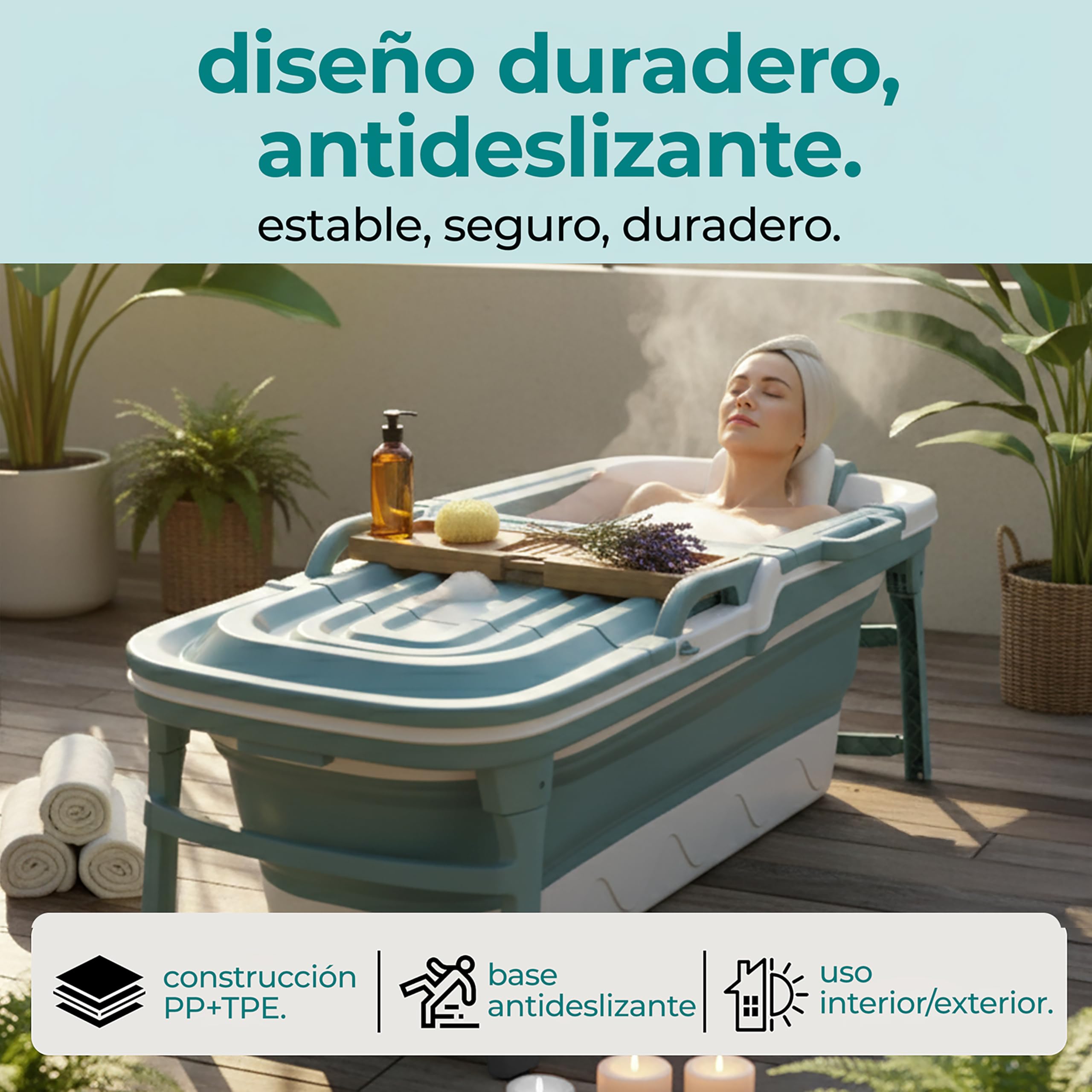 SereneLife bañera plegable para adultos, 150cms, Portatil, Independiente para spa caliente o baño de hielo, Cold plunge, Uso en interiores y exteriores, Ideal para mascotas tambien
