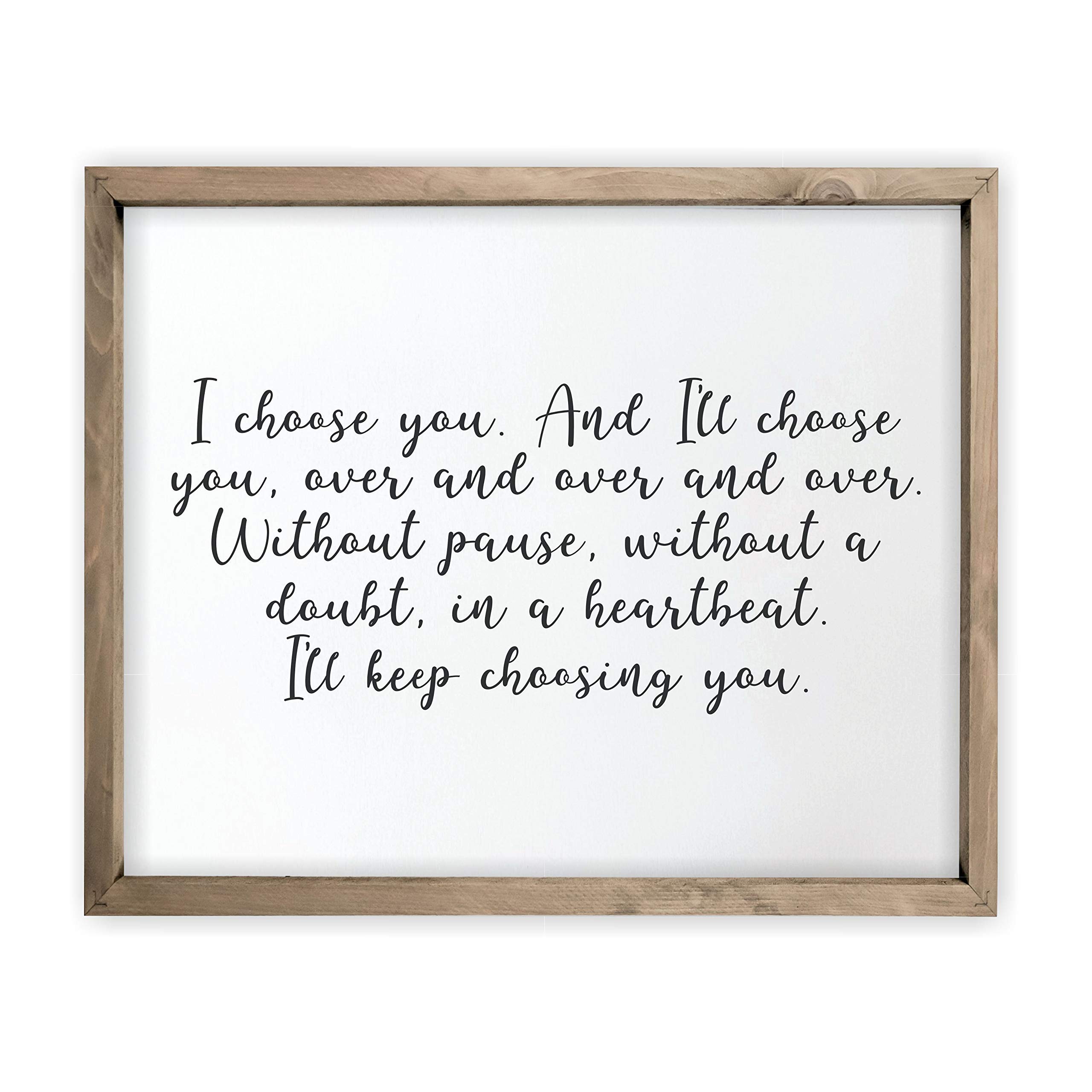 Cartel de pared de madera rústica con texto "I Choose You" (40 x 50 cm)