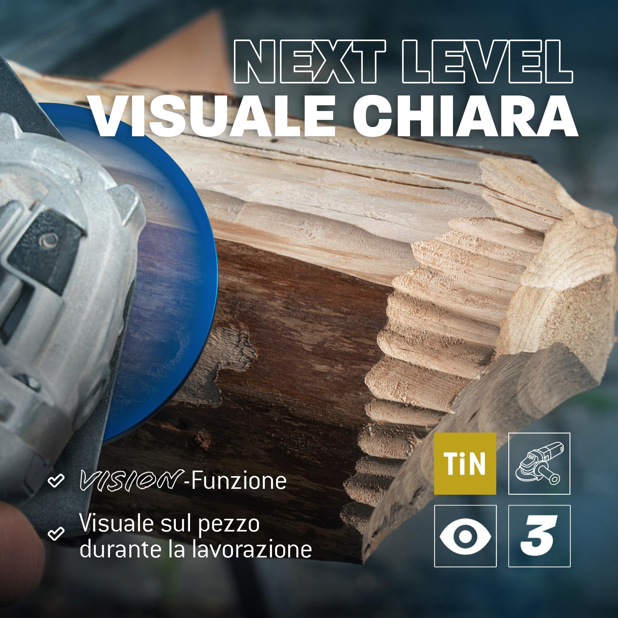 Qualità tedesca Bayerwald Tools NeoPlane – Disco per fresa per legno adatto per smerigliatrice angolare – Carving con visione libera – denti HM rivestiti TiN – lunga durata