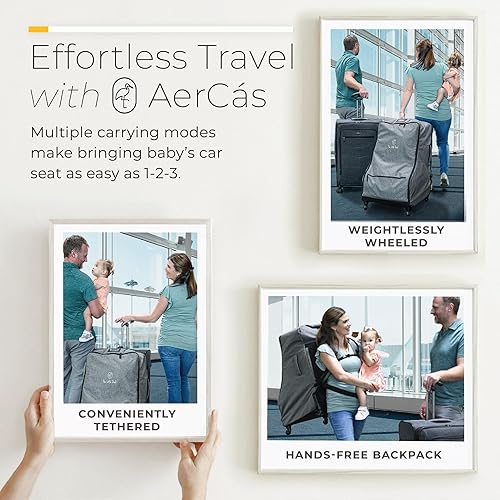 Miniatura 2 de Bolsa de viaje para asiento de automóvil con ruedas, mochila acolchada 3 en 1 para asiento de automóvil con almacenamiento adicional para cubrir