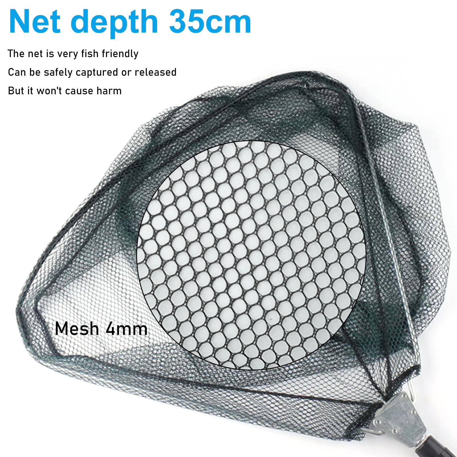 Épuisette De Pêche Télescopique Pliable 150 Cm - Filet Nylon, Poignée Aluminium, Sac De Rangement Inclus - 4