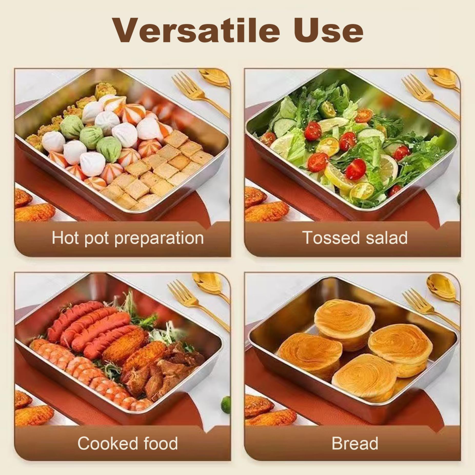 5pcs Edelstahl -Lebensmittelbehälter, stapelbare Lebensmittelablagerungsbox mit Plastikdeckel, Fleischküste für Kühlschrank oder Picknick, Grillparty, Büro Mittagessen, Küchenspeicherorganisation