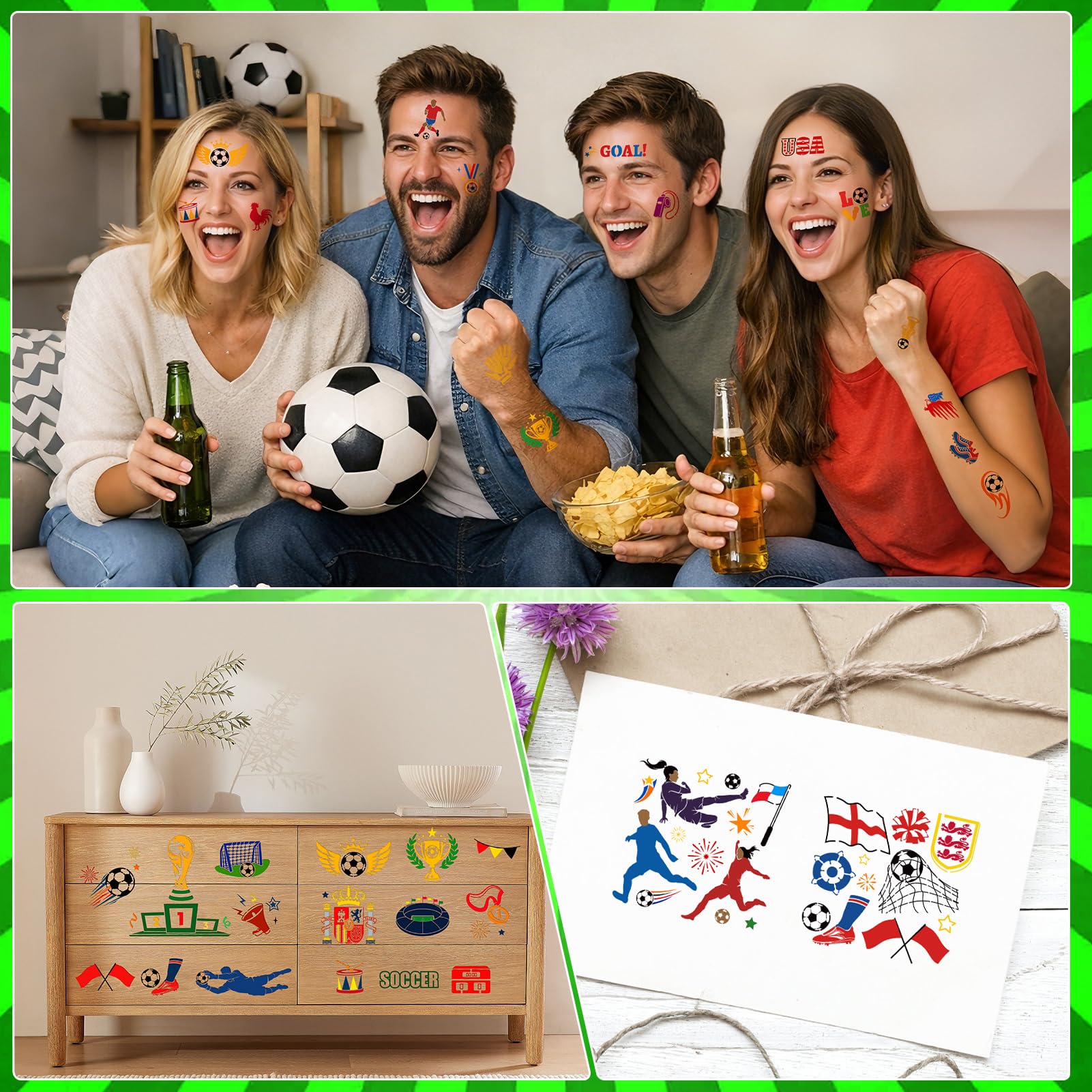 DPKOW 16 x Deportes Fútbol Plantillas para Dibujo, Futbol Deportes Plantillas para Pintar Fútbol Álbumes de Recortes en Madera/Lienzo/Pared/Cara/Papel/Hogar/Suelo, Mundial Eurocopa Manualidades — view 7