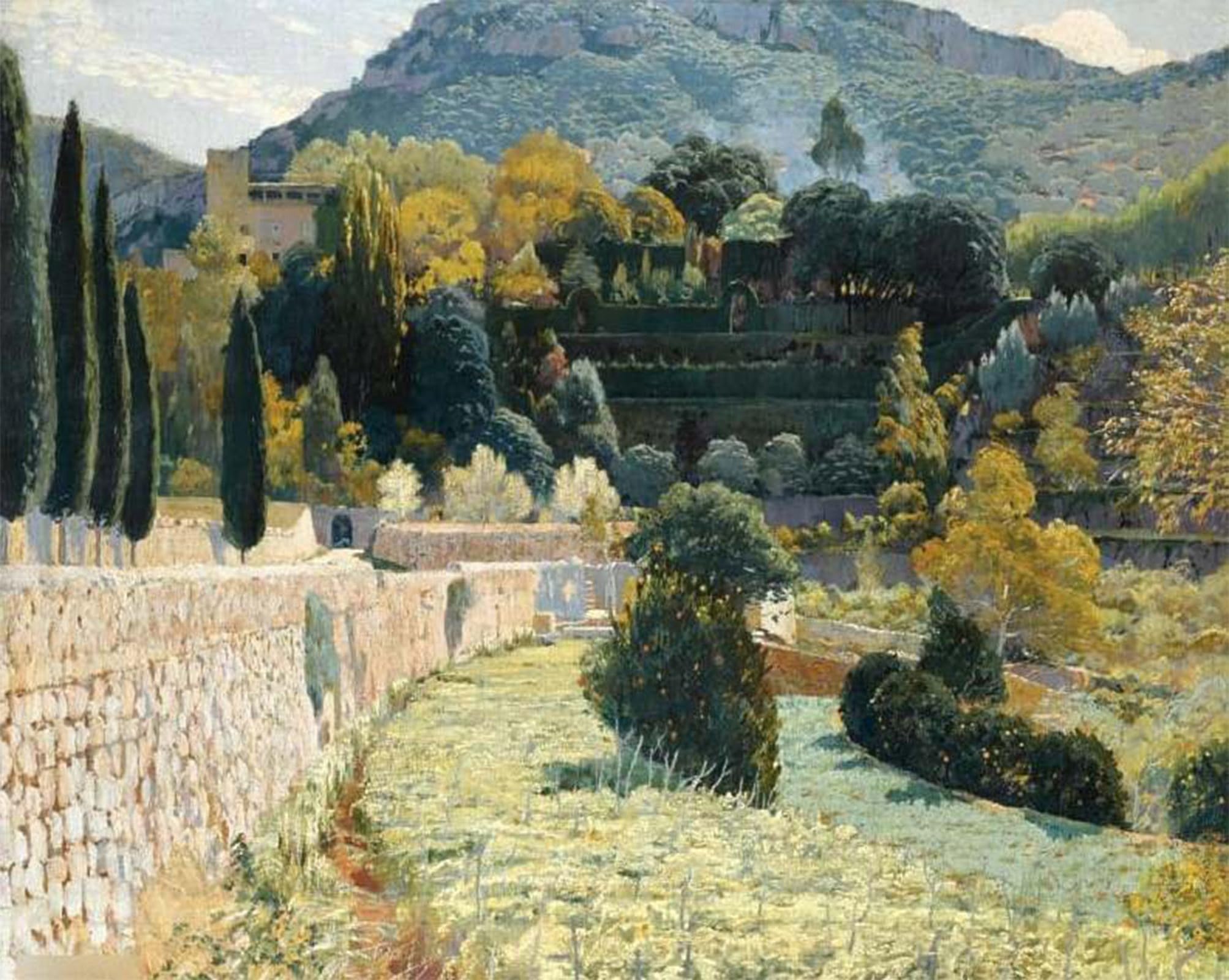 SERENDIPITP Aesthetic Poster Photo Wall Print Retro Picture Terraced Garden in Mallorca by Famous Artist Modern Wall Artwork for Home Decor 60x90cm