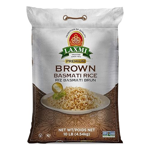 Laxmi Arroz Basmati marrón totalmente natural, bolsa de 10 libras