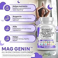 Vista 5 de Clean Nutraceuticals Complejo de glicinato de magnesio 1000 mg con L-teanina 200 mg de apigenina 50 mg citrato taurato suplemento