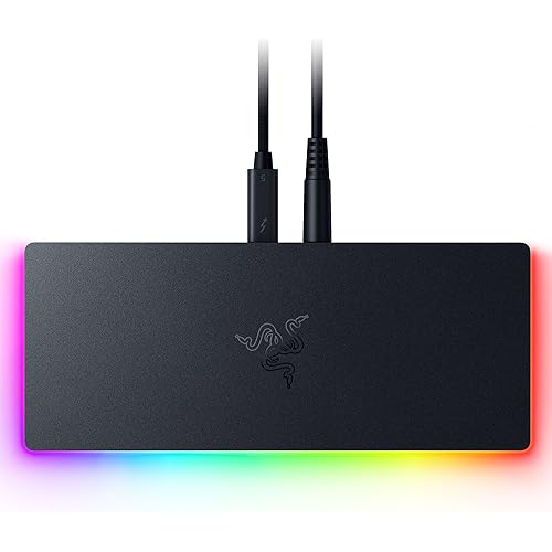 Razer Thunderbolt 5 Dock Chroma: 11 Port Docking Station with M.2 SSD Slot - 120Gbps Transfer Speeds - 3X 4K Displays at 144 Hz on TB5/4 Laptops - 140W PD Charging - Active Cooling - TB Share - Black