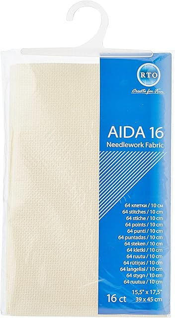 RTO Aida 16 Count Cream 39cm x 45cm, 100% Cotton, 4x17x1 cm