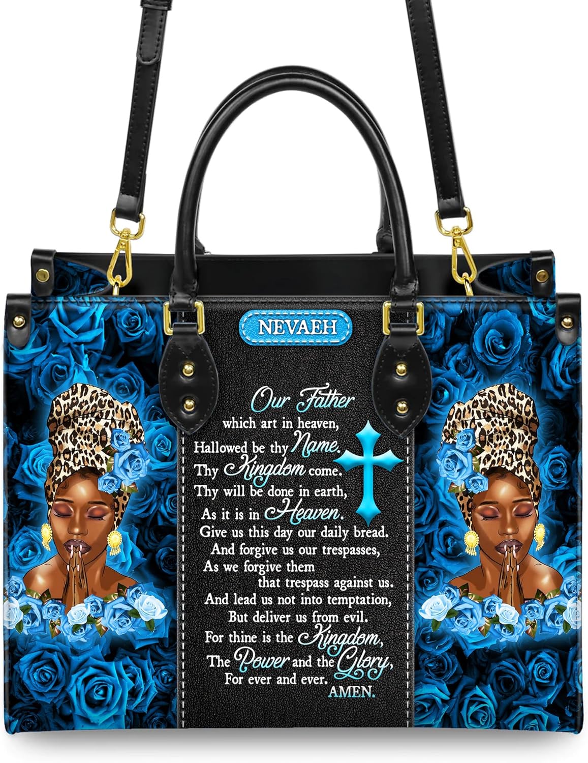 Personalized Leather Handbag For Black African Women – Matching Purse and Wallet Set – Mother's Day Gift for Melanin Woman