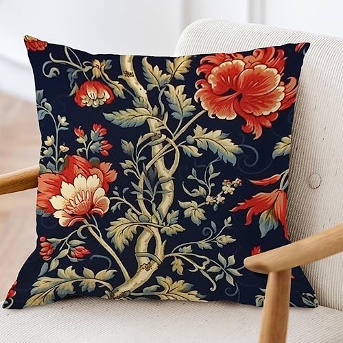 Miniatura 3 de ArogGeld Cojín de almohada de granja floral azul marino y rojo, botánico, burdeos, dorado, oliva, flor, decoración del hogar, sofá, funda de cojín