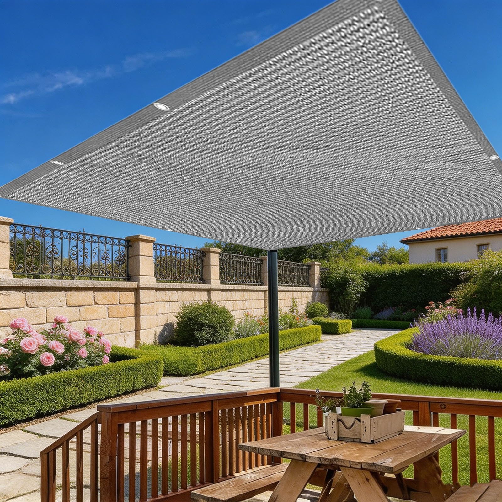 Toile d'ombrage en maille HDPE robuste et durable pour jardin et cour