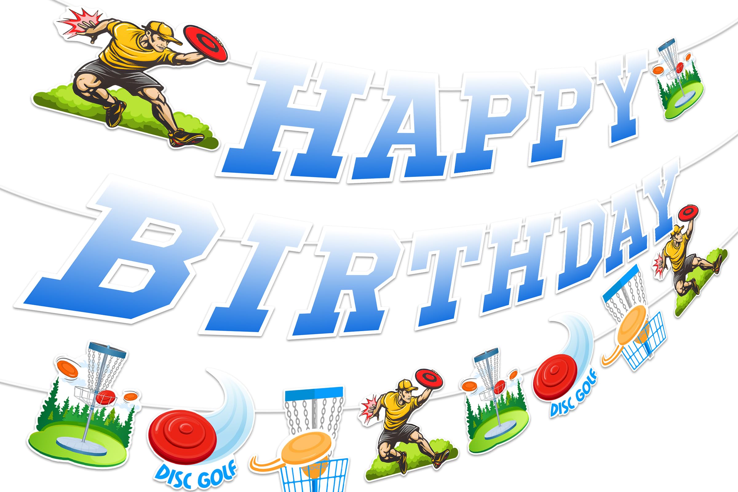 Disc Golf Birthday Banner for Kids Adults Birthday Party Supplies