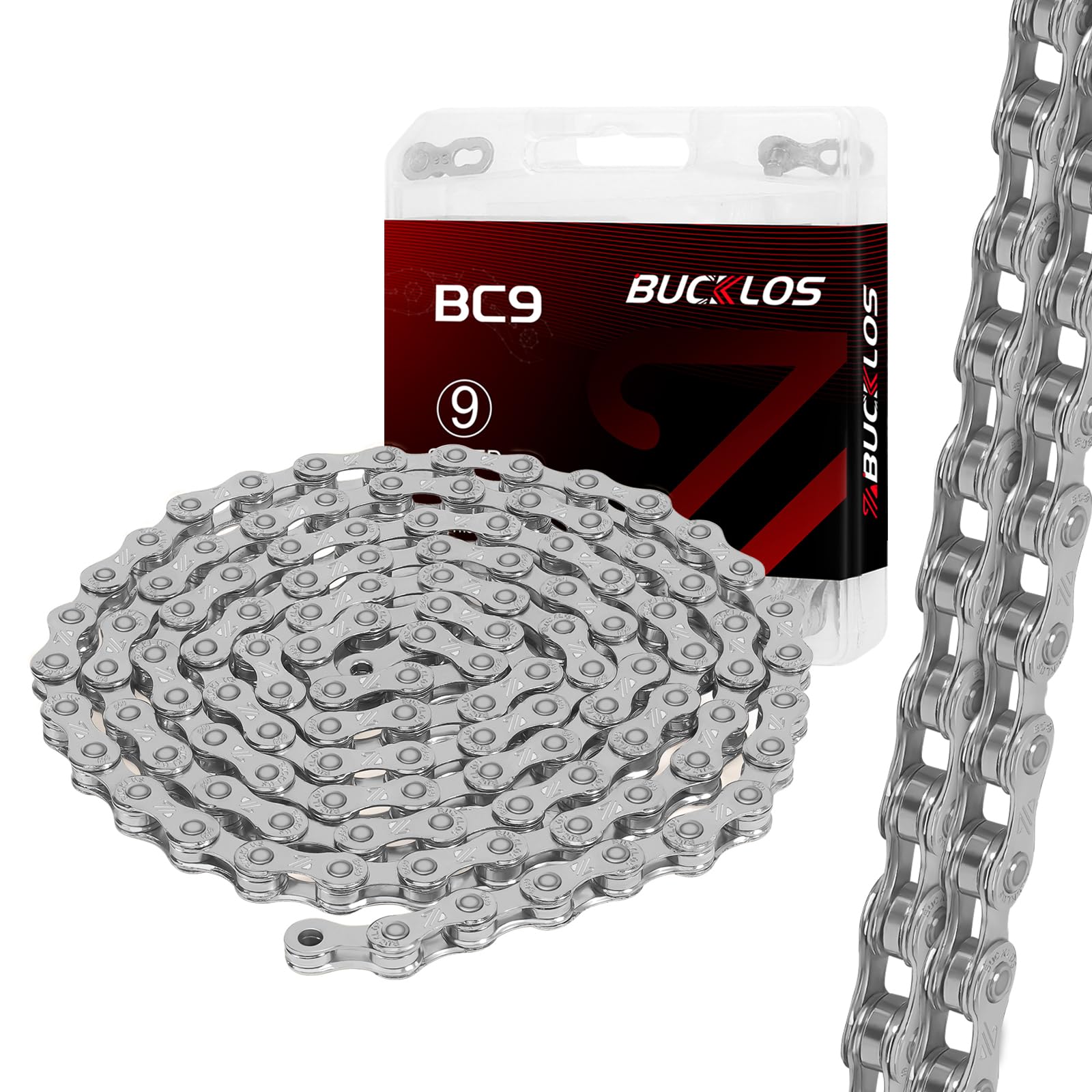 AEYINO 9 Speed Bike Chain,Bicycle Chain for Road Bike/Mountain/MTB 1/2 x 11/128 Inch 116 Links with Quick Link,compatible with SHIMANO/SRAM/CAMPAGNOLO/KMC,Silver/Gold
