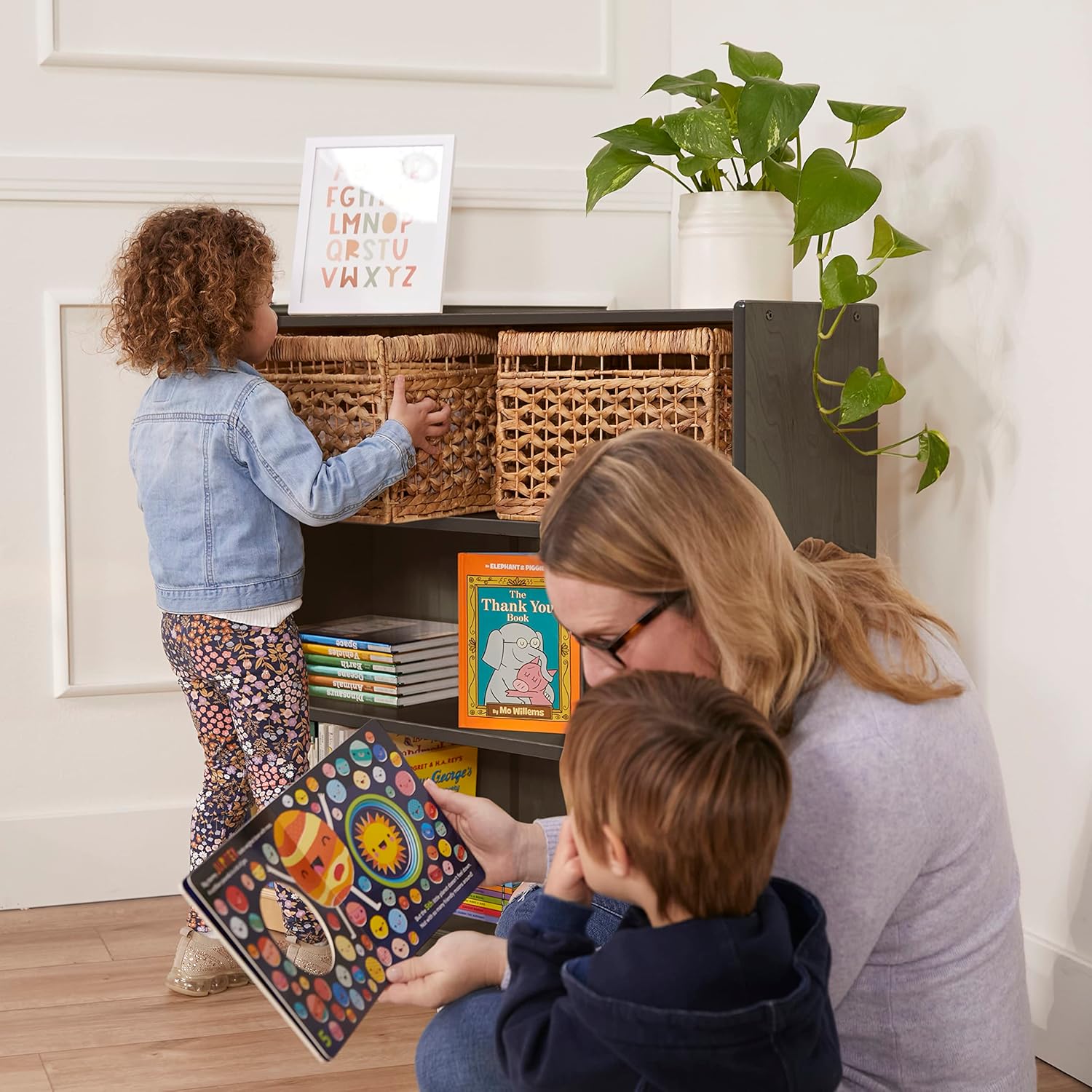 ECR4Kids Wooden Classic Bookcase with Adjustable Shelves, 36in, Classroom Bookshelf, Grey Wash