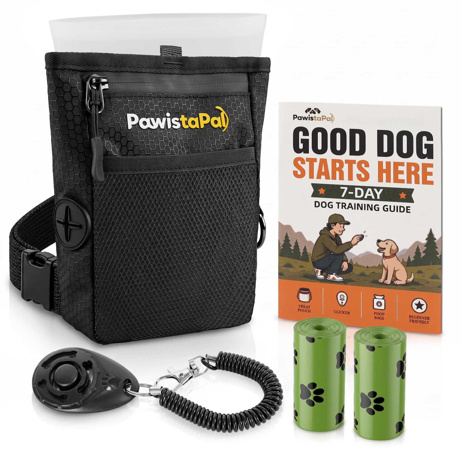 Dog Treat Pouch for Pet Training, One-Hand Magnetic Closure, Hands-Free Treat Bag with Silicone Liner, No Mess No Smell