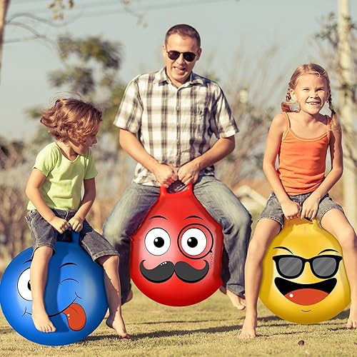 Miniatura 7 de 5 pelotas hinchables de 22 pulgadas, bola de salto de hippity hop, pelota de goma con asa, inflable, 5 expresiones divertidas, juguetes de salto de