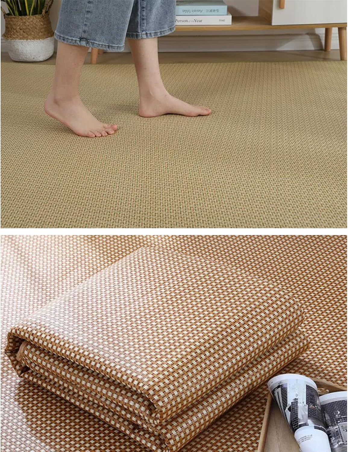 Tapis de Sol en Tatami Japonais, en rotin Naturel, antidérapant, Respirant, Tapis de Sol Pliable d'été, Tapis de Sol d'intérieur pour Salon, Chambre à Coucher, Tapis de Jeu Rampant