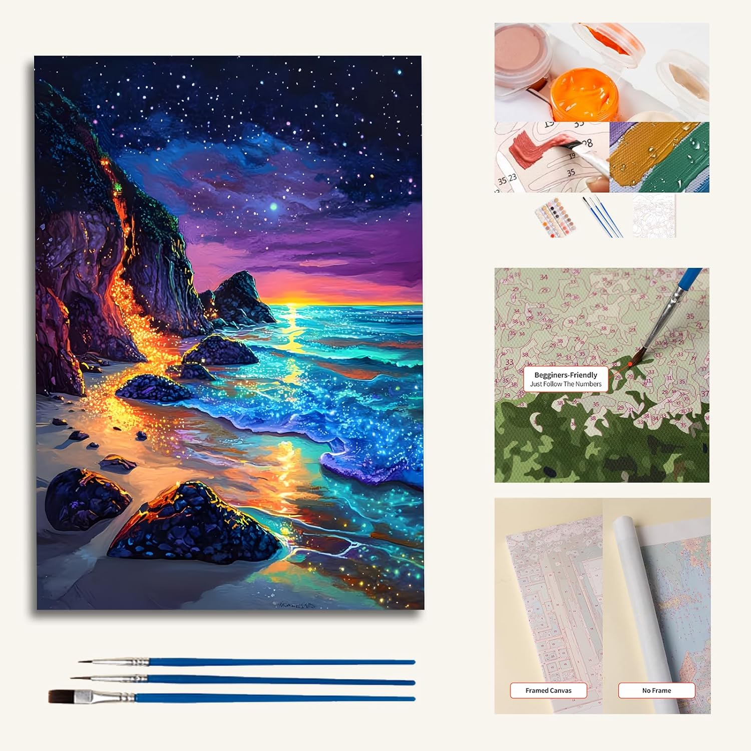 Paint by Numbers Kit for Adults, Paint by Number for Beginners, Adult Paint by Number Kits for Gifts and Home Wall,Decor 16x20 Inch,Includes Some Optional Frames. (Frame, 24 Colors)
