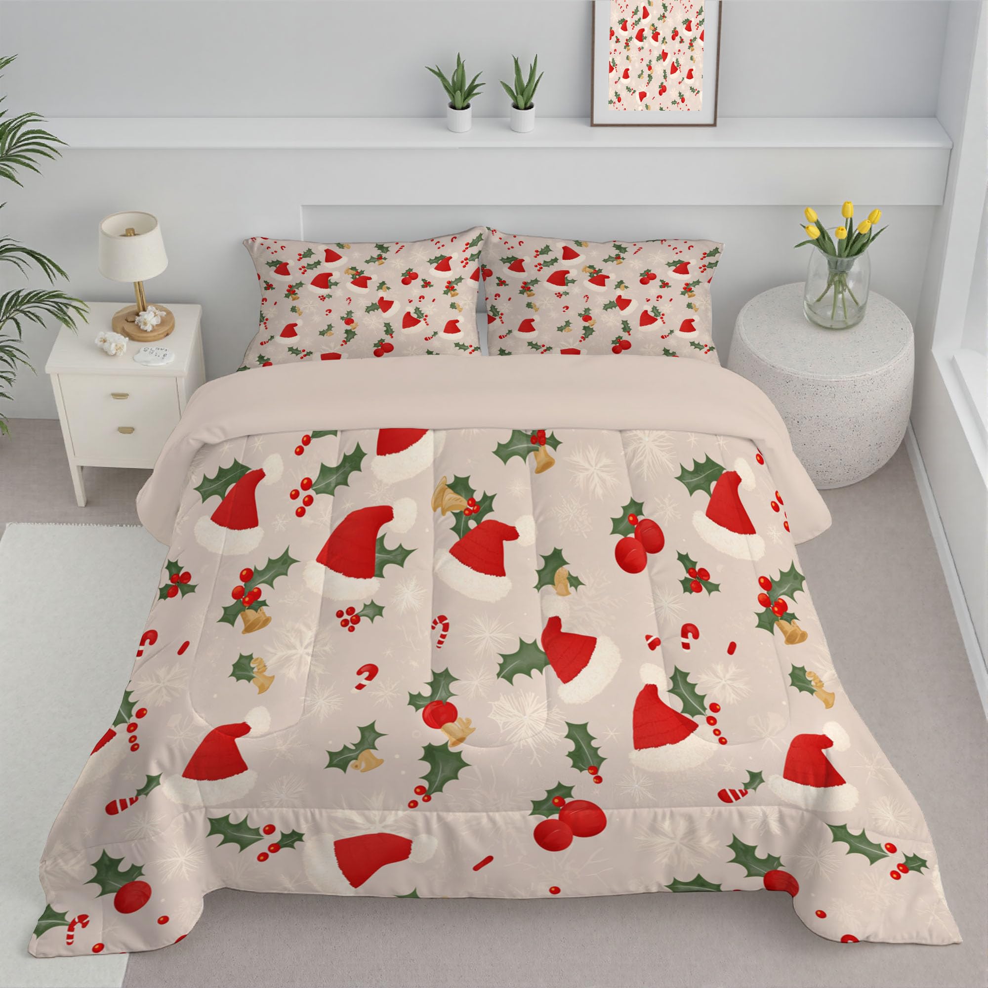 Couette en duvet léger 260x230cm au design élégant de Noël flocon de neige réversible