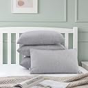 Wakefit Sleeping Pillow Set of 4 with Adjustable Height | Standard Size | 27x16 Inch | Soft & Fluffy Siliconized Hollow Fibre Fill, Knitted Cover with Zipper Closure, Free Extra Filling - Light Grey gallery image