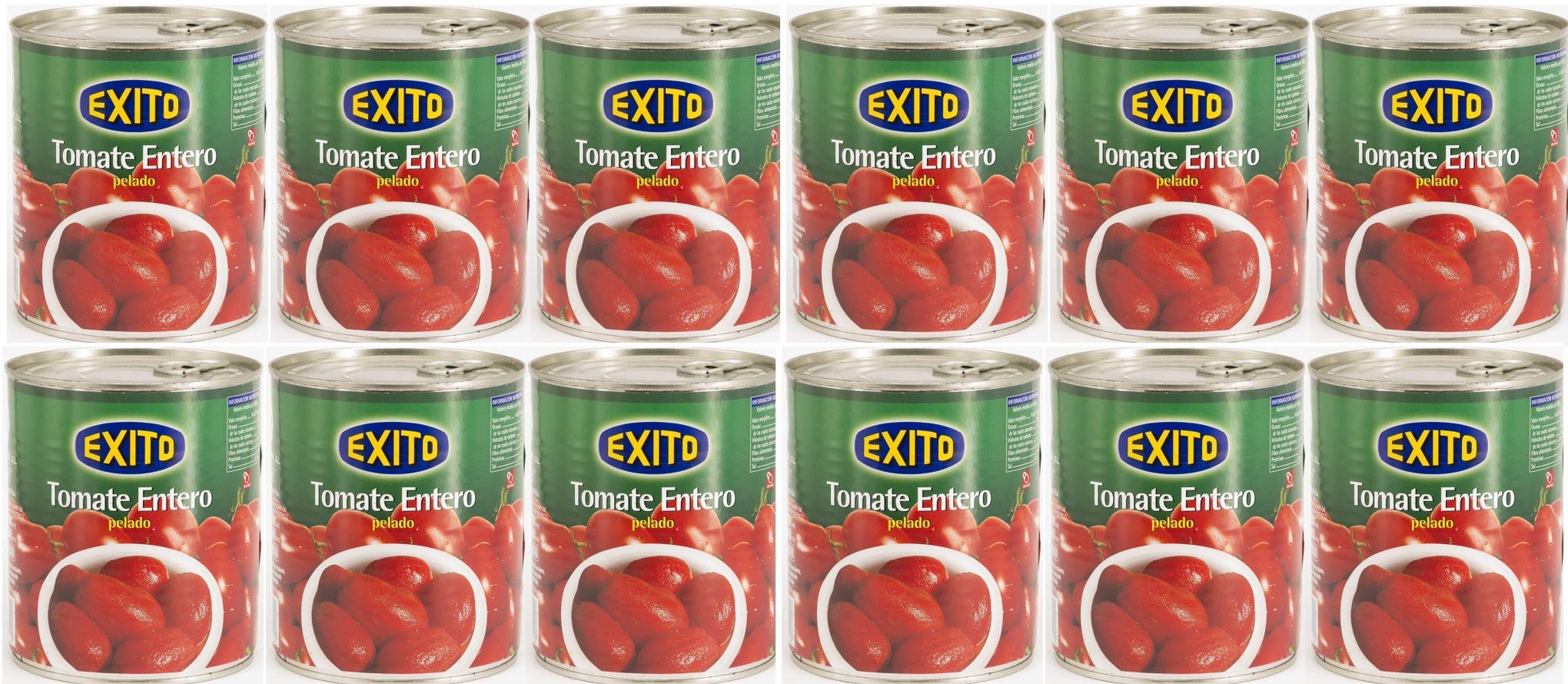 Bote de tomate entero pelado marca Éxito 780 g [PACK 12 UNIDADES]