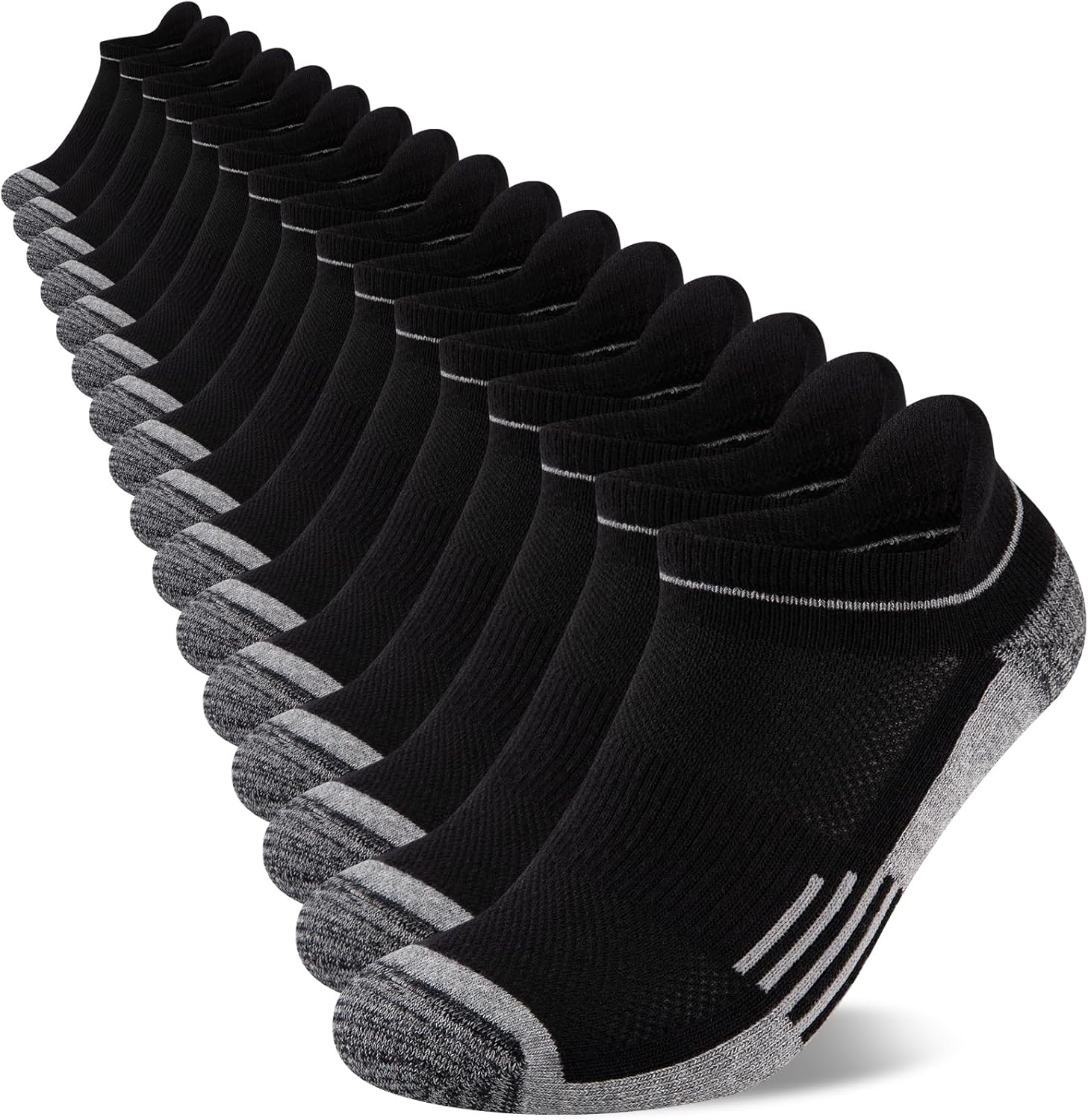 COOVAN Mens Cotton Ankle Athletic Socks 8 Pack Cushiond Breathable Low Cut Anti-Blister Tab Sport Sock 8 Pairs