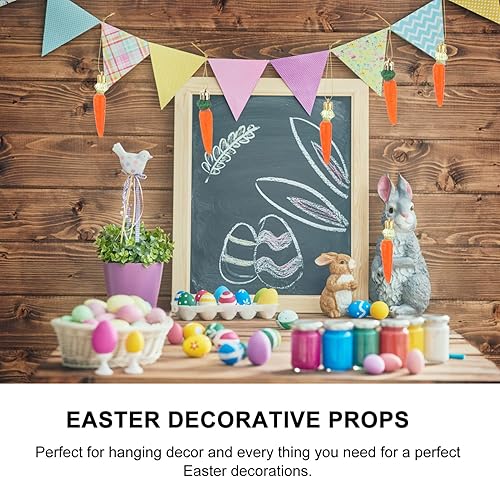 Miniatura 7 de Sewroro 12 piezas de zanahorias de Pascua, decoraciones colgantes de zanahorias de plástico artificial con purpurina, zanahorias de bricolaje,