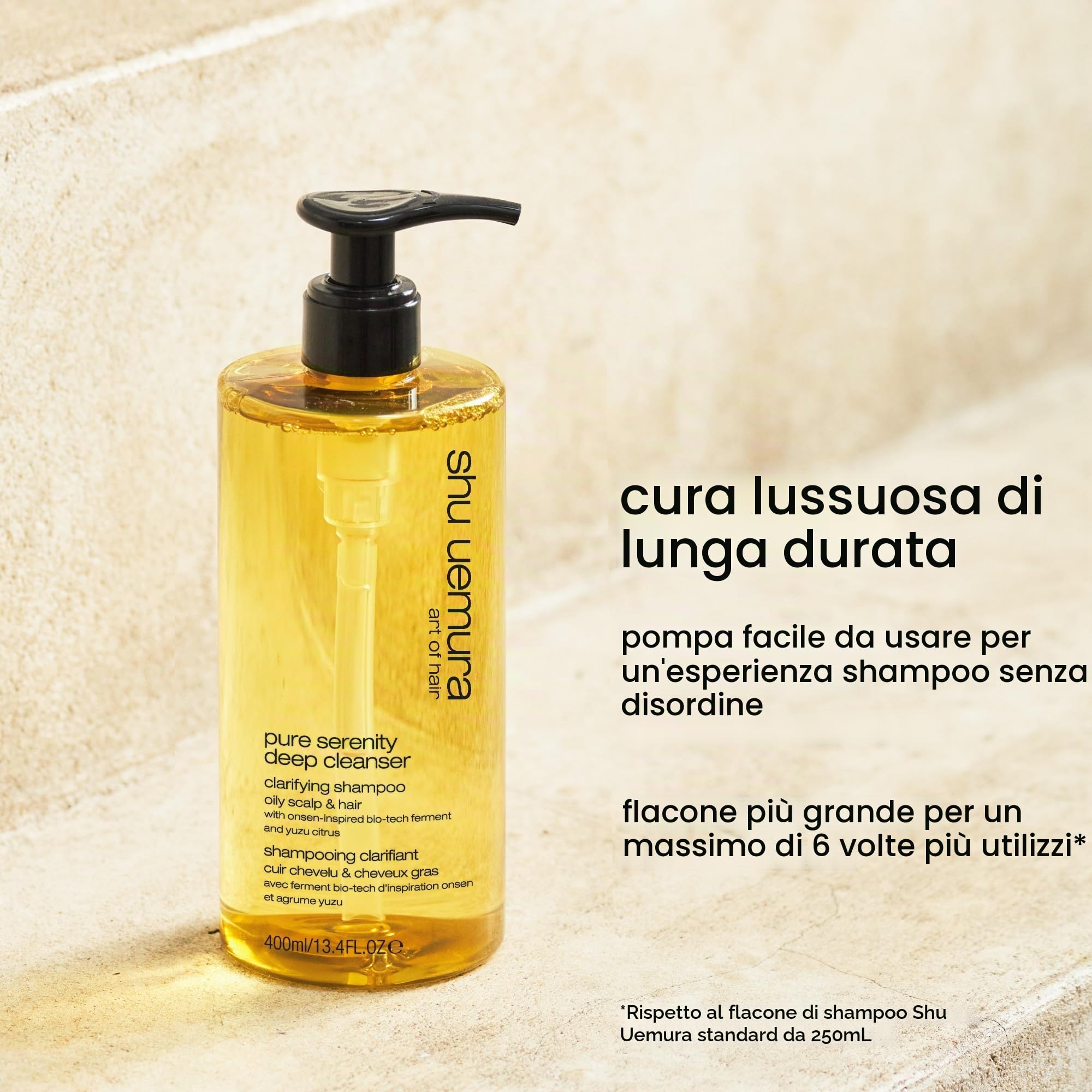 Shu Uemura Art of Hair, Shampoo Anti-Sebo Pure Serenity, Per Capelli Grassi, Azione Normalizzante, Con Fermenti Onsen e Yuzu, Deep Cleanser, 400 ml