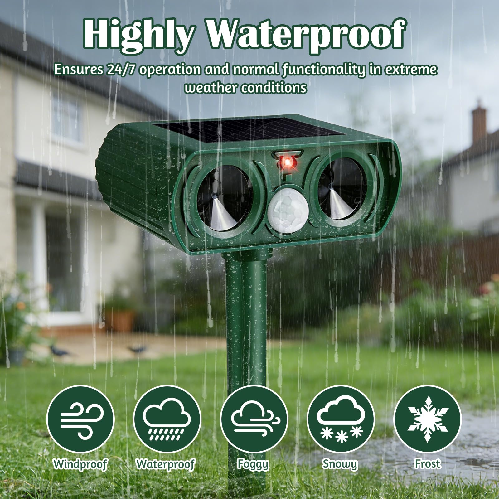 Repelente Gatos, Repelente Ultrasónico Energía Solar Repelene de Animales al Aire Libre Impermeable Ahuyentador para Gatos Aullentador de Animales para Gatos Martas Mapaches Perros