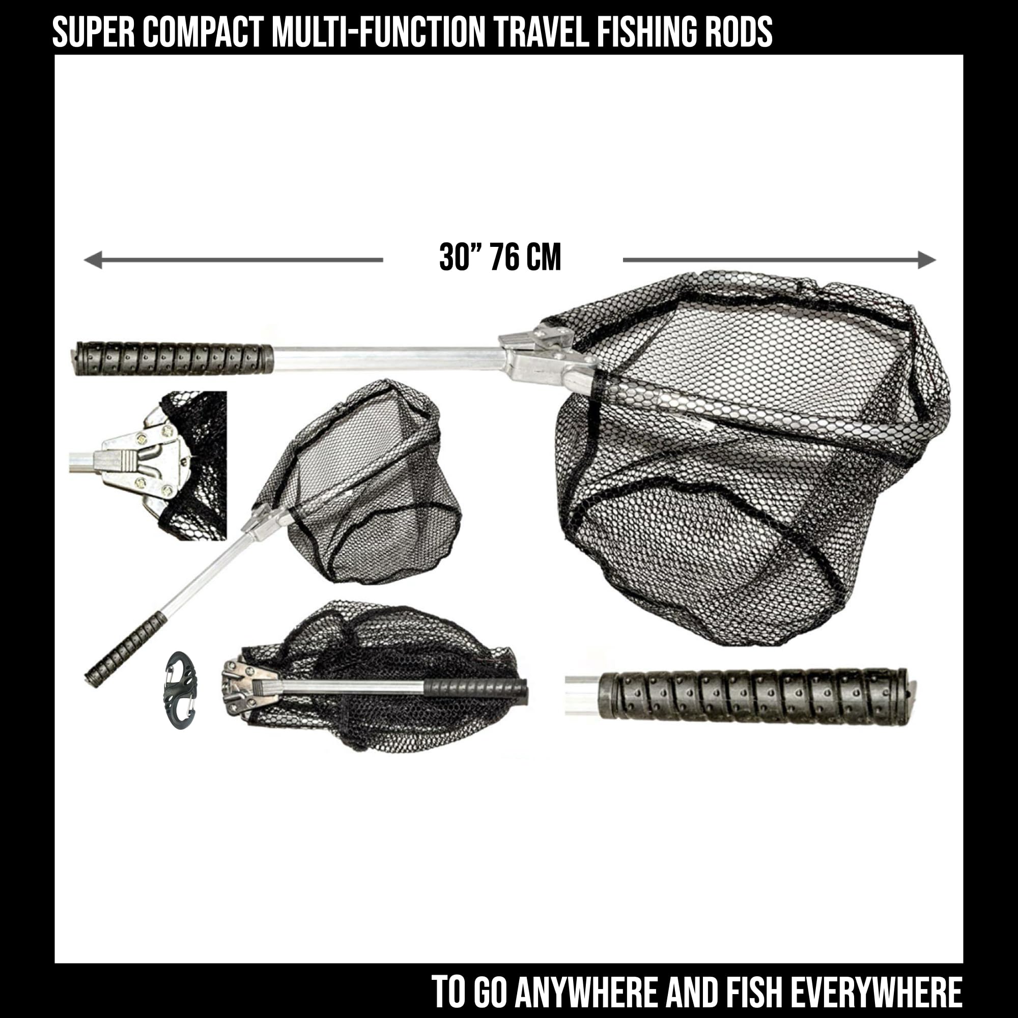 Red de Pesca de Viaje. Red de Pesca supercompacta, Plegable, Resistente