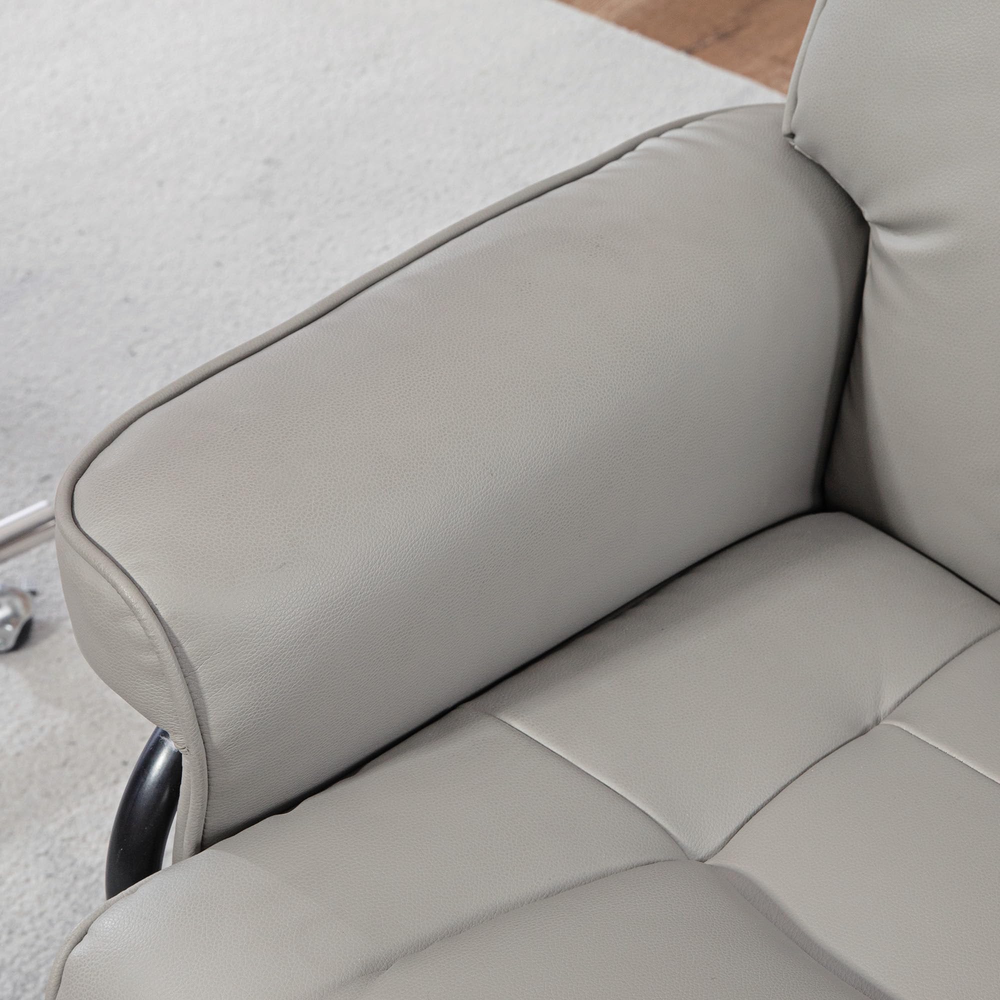 HOMCOM Sillón reclinable con otomana 360° Giratorio, Gris | Respaldo alto, estructura de madera, sillón de TV, reclinable, cuero sintético, para salón