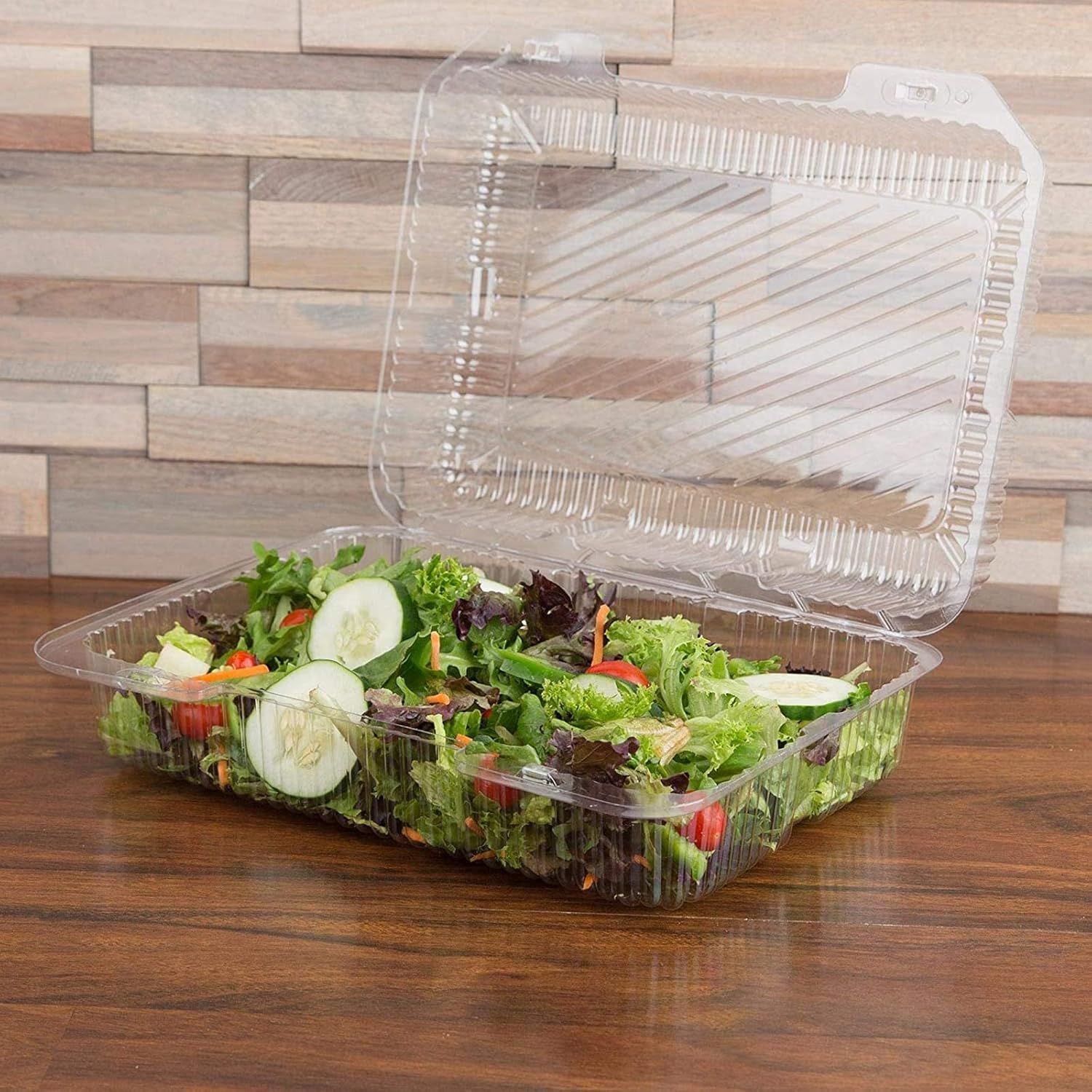 Caja desechable de plástico de 100 Piezas, Recipiente Transparente para Comida para Llevar con Tapas, recipientes para Comida para Llevar, Pasteles, Muffins, pastelería, Caja con bisagras pa