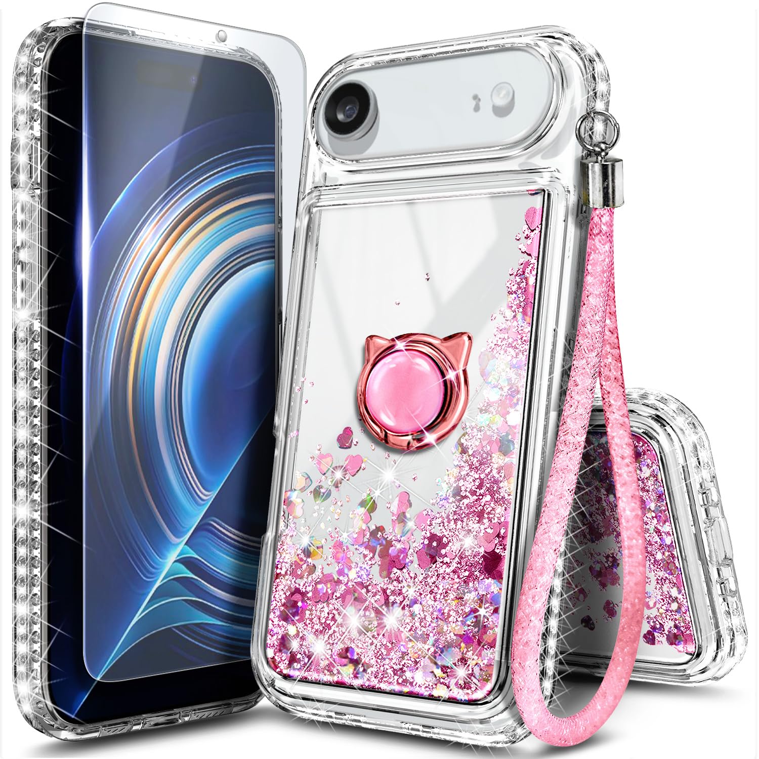 NGB Designed for iPhone Air Case, Cute Liquid Glitter Rose Gold