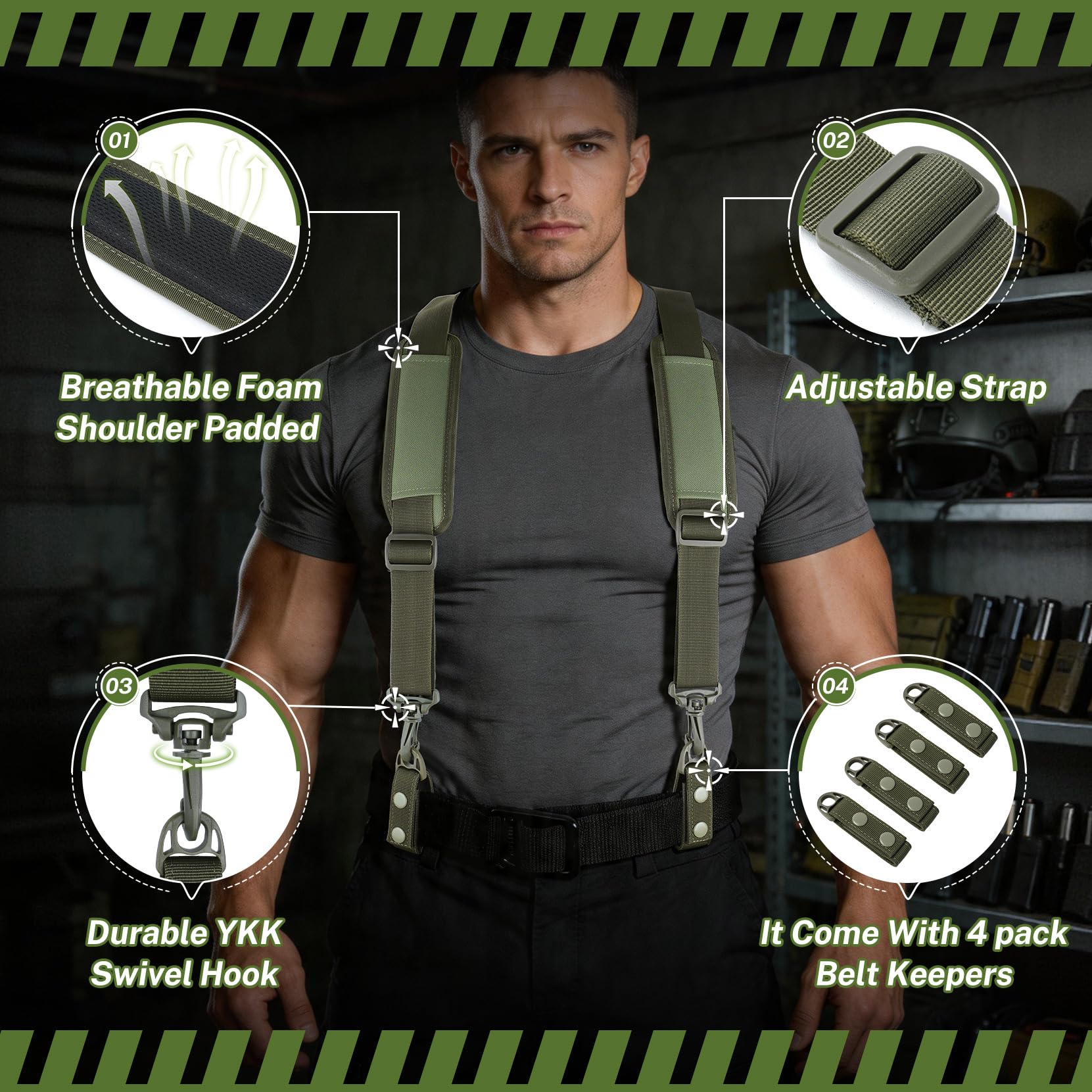 Melo Tough Tactical Harness Tactical Suspenders 1.5 inch Police Suspenders for Duty Belt
